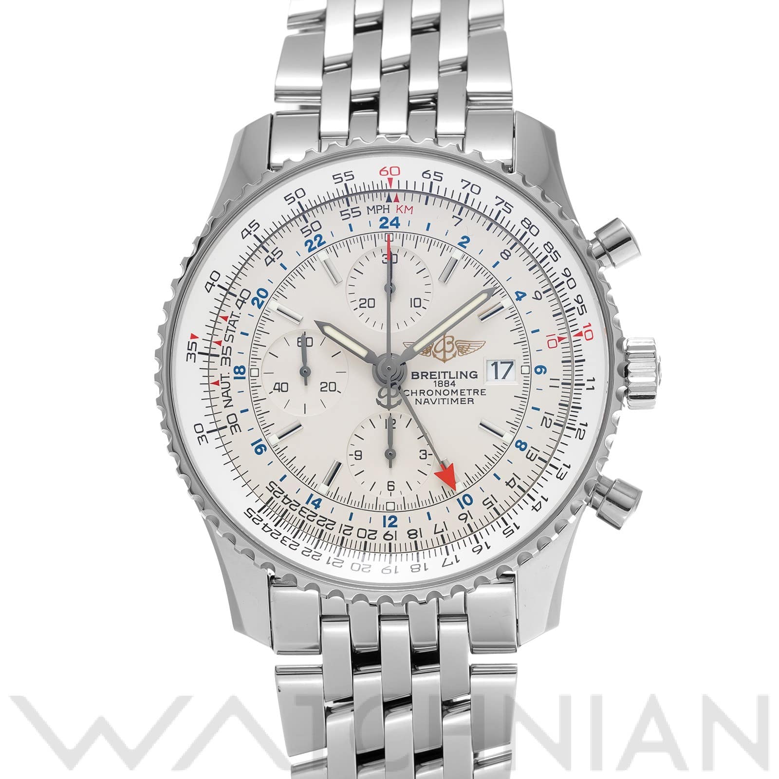 ブライトリング / BREITLING ナビタイマー ワールド A24322 シルバー メンズ 時計 【中古】【wristwatch】