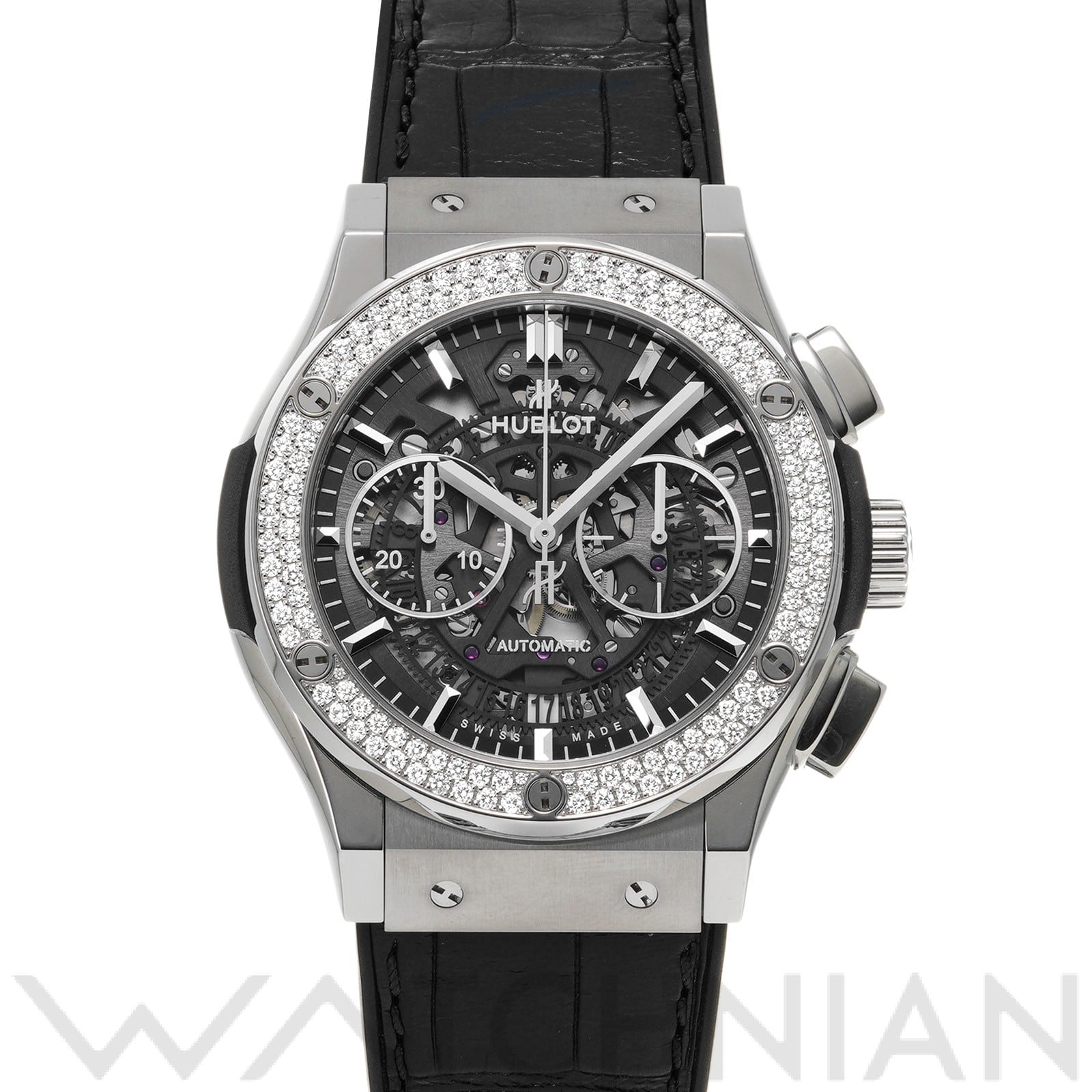 クラシックフュージョン アエロフュージョン チタニウム ダイヤモンド 525.NX.0170.LR.1104 スケルトン ウブロ HUBLOT メンズ 【中古】