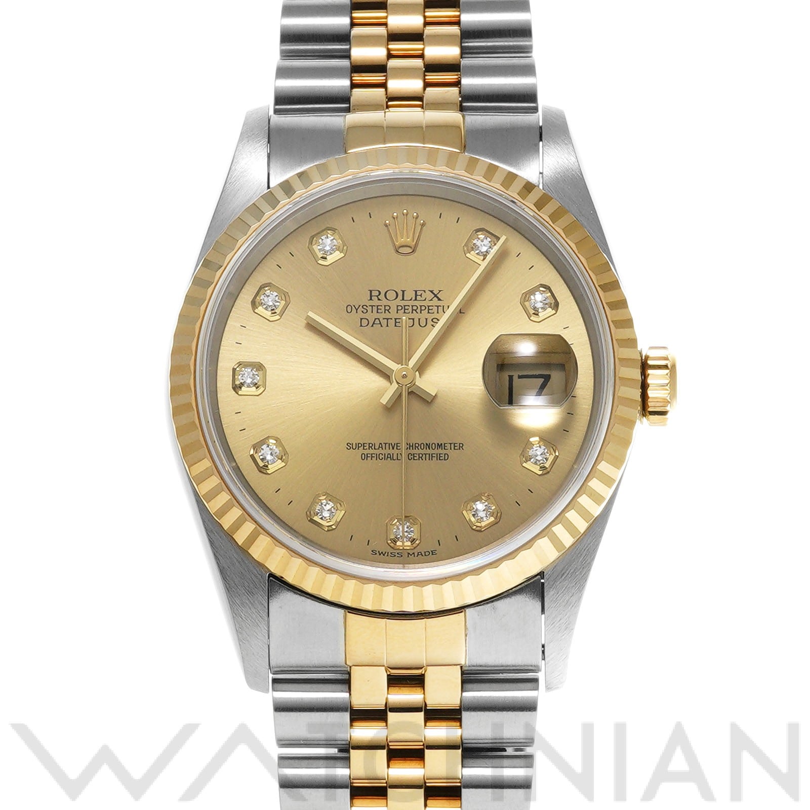 ロレックス デイトジャスト 16233G シャンパン/ダイヤモンド メンズ 時計 【中古】【wristwatch】