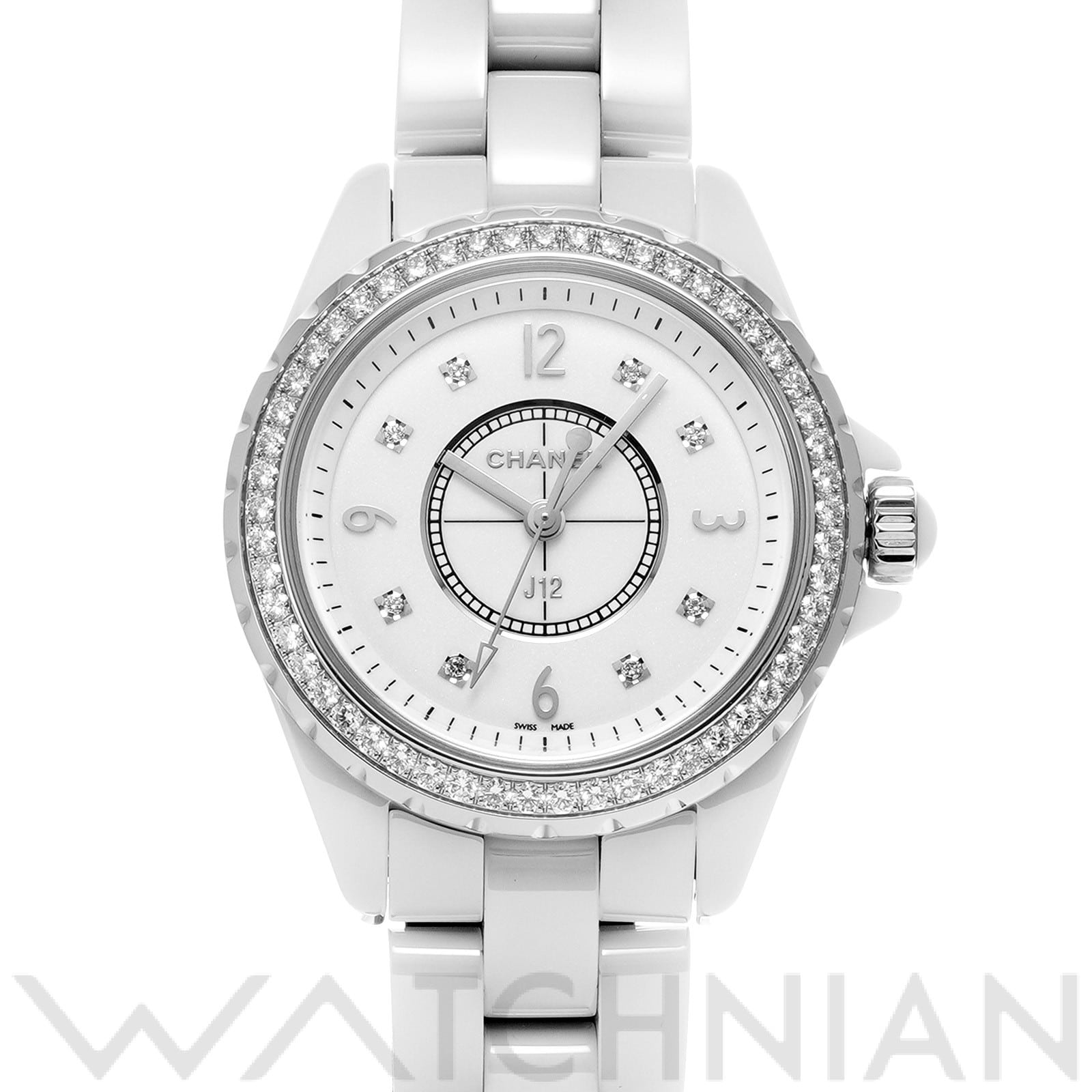 シャネル / CHANEL J12 33MM H3110 ホワイト/ダイヤモンド レディース 時計 【中古】【wristwatch】