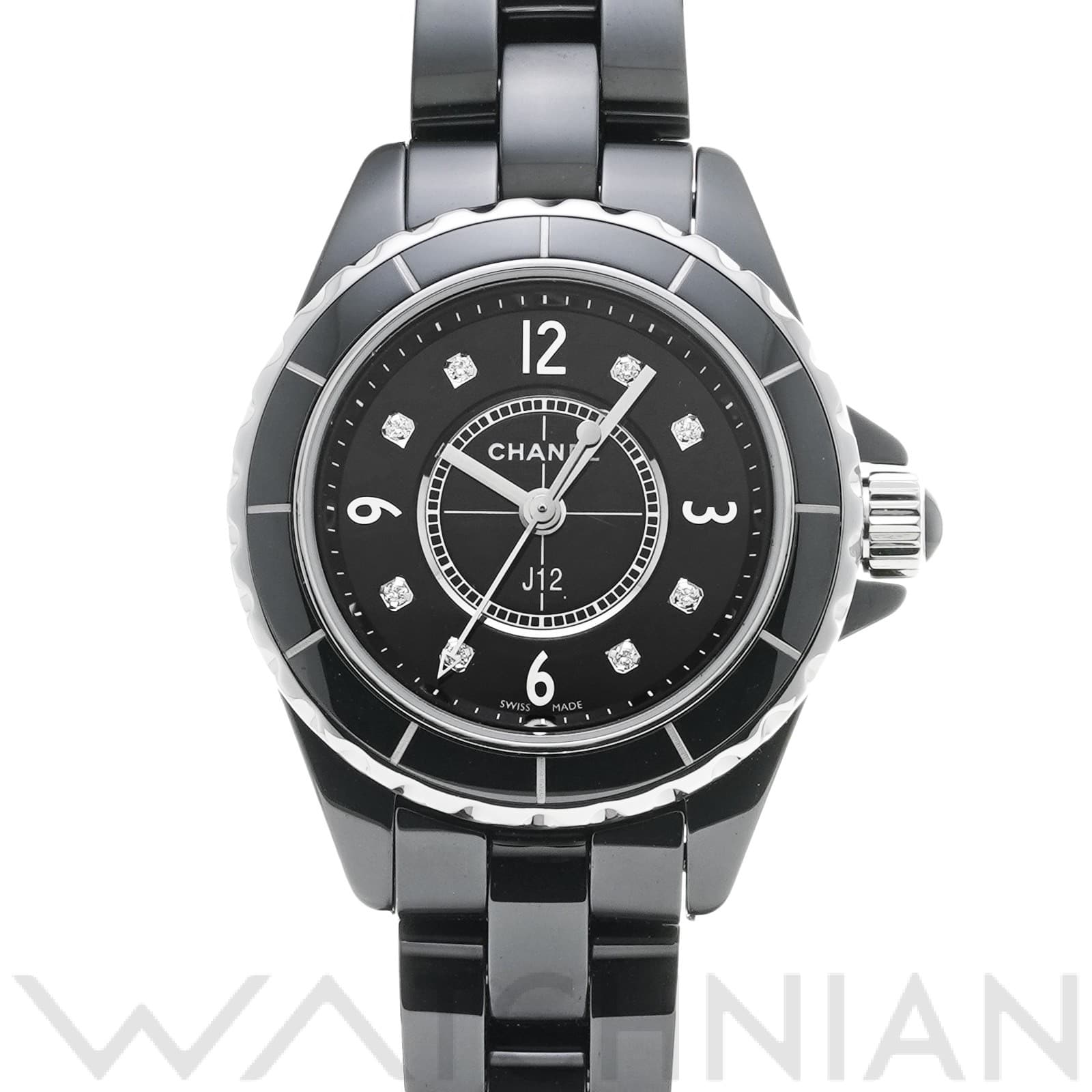 シャネル / CHANEL J12 29MM H2569 ブラックラッカー/ダイヤモンド レディース 時計 【中古】【wristwatch】