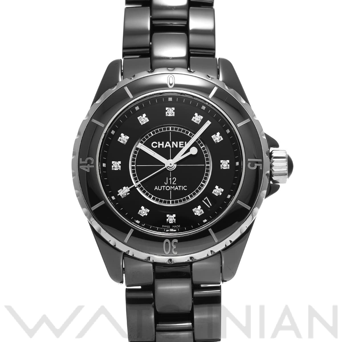 シャネル / CHANEL J12 38MM H1626 ブラックラッカー/ダイヤモンド メンズ 時計 【中古】【wristwatch】