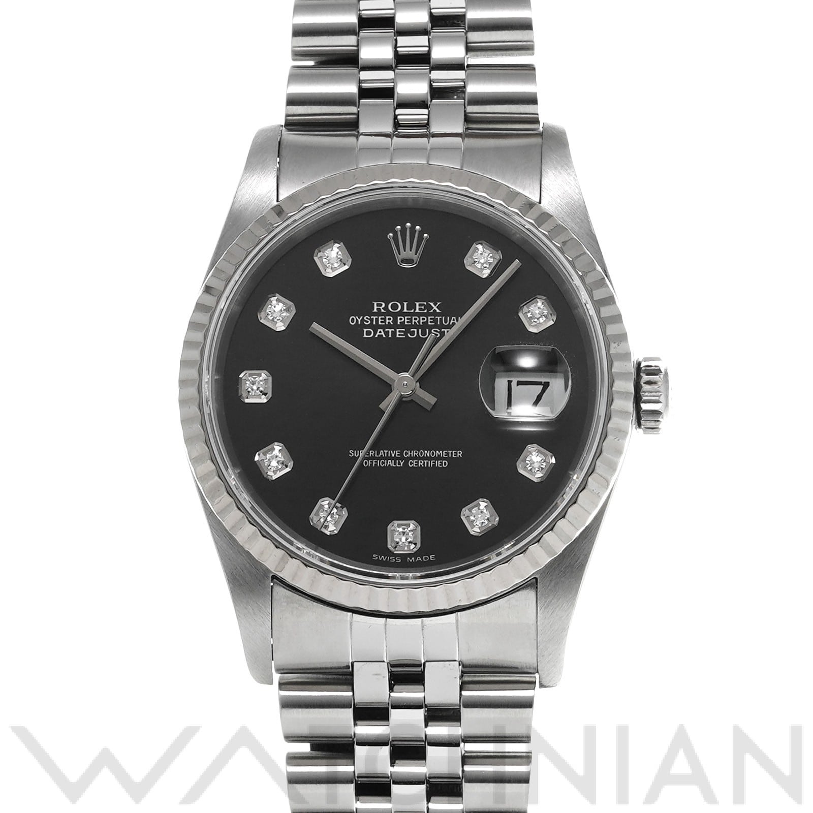 ロレックス デイトジャスト 16234G ブラック/ダイヤモンド メンズ 時計 【中古】【wristwatch】