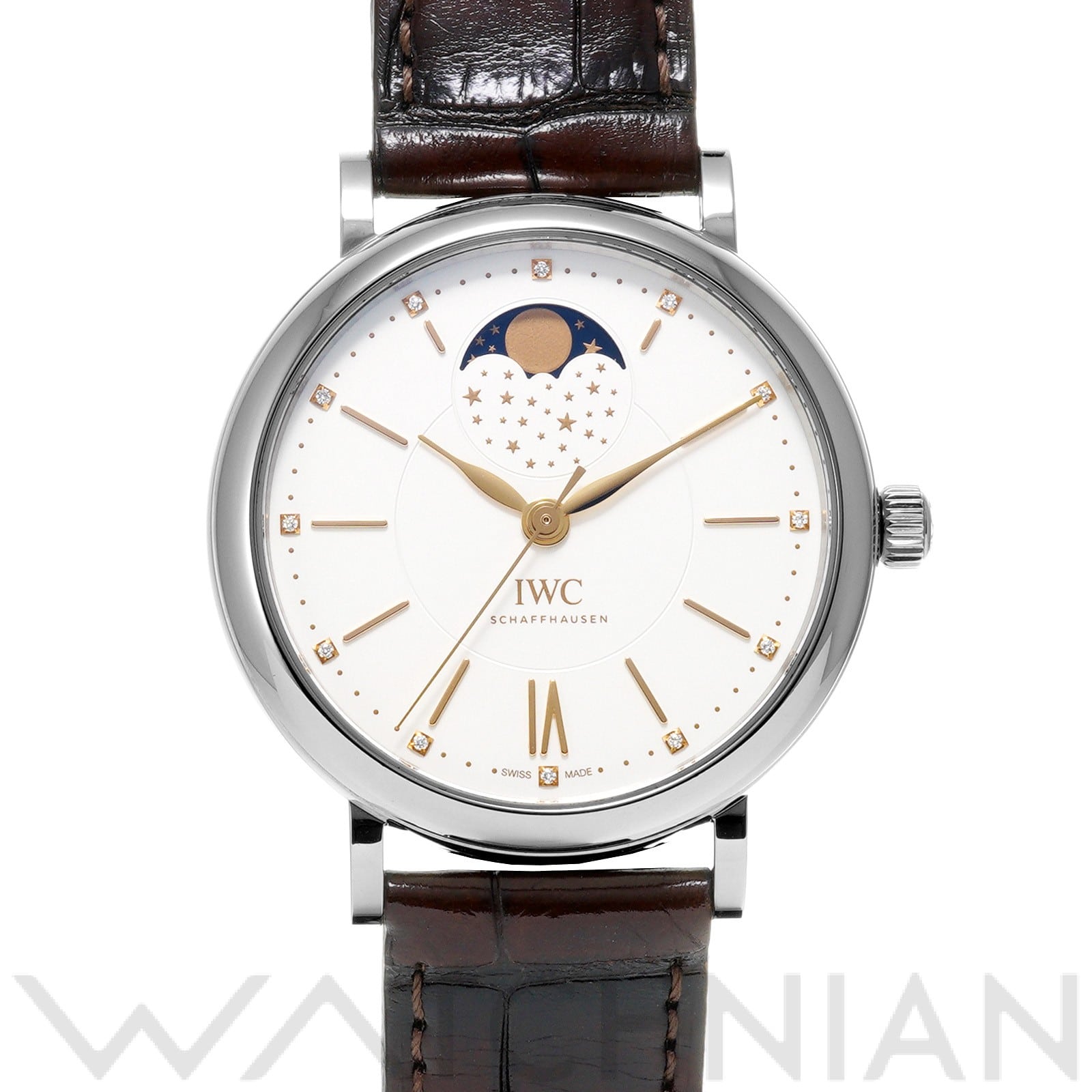 ポートフィノ オートマティック ムーンフェイズ 37 IW459011 シルバーメッキ/ダイヤモンド インターナショナルウォッチカンパニー IWC メンズ 【中古】