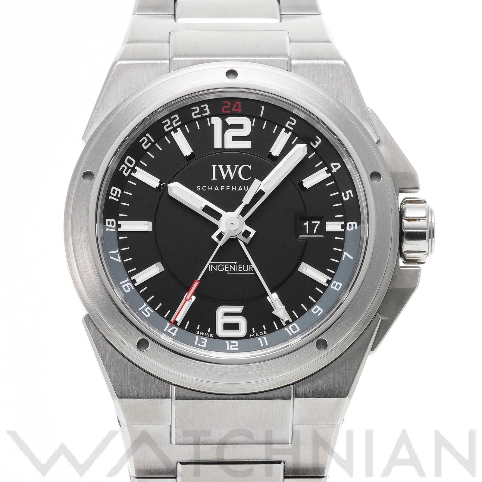 IWC インヂュニア デュアルタイム IW324402 ブラック メンズ 時計 【中古】【wristwatch】
