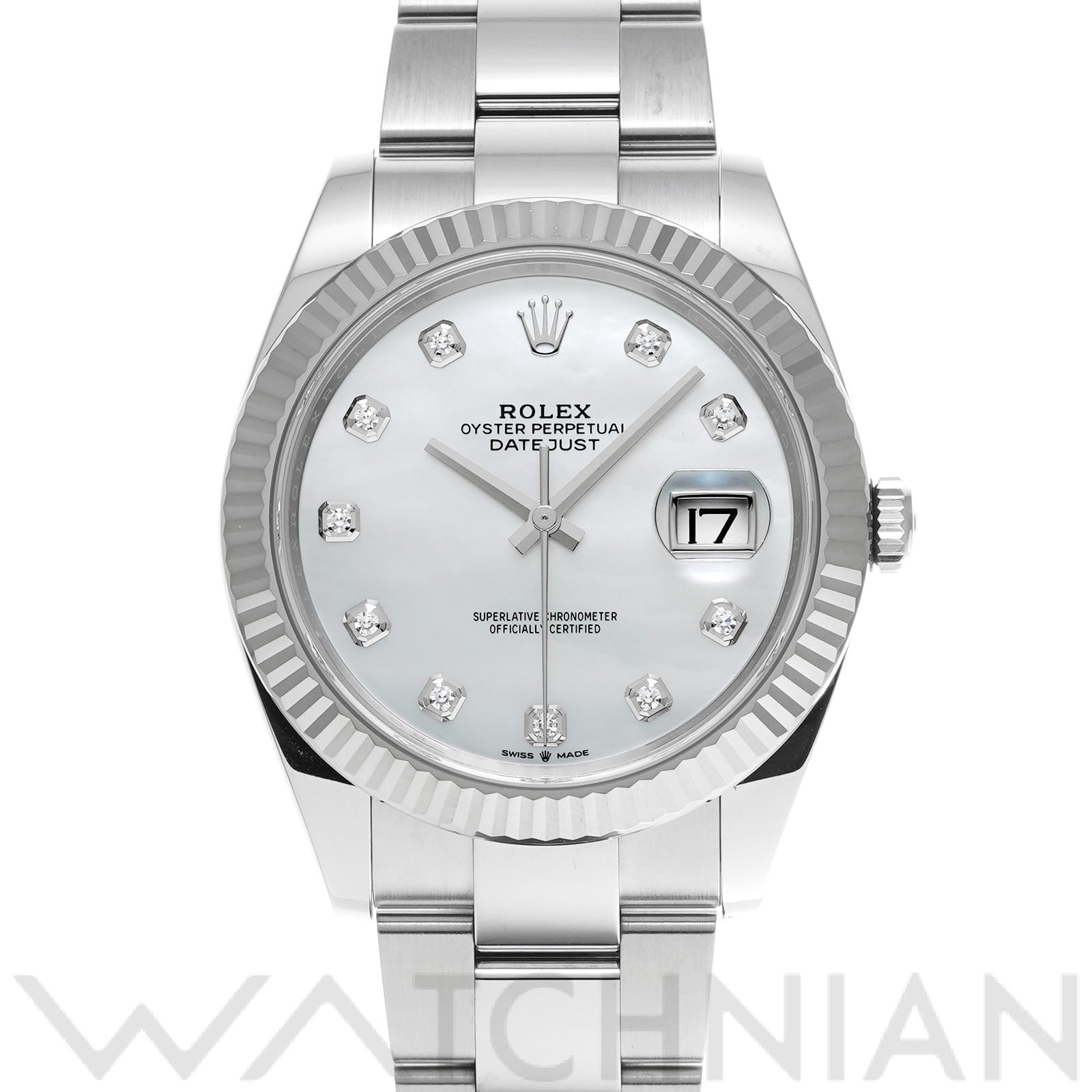 デイトジャスト 41 126334NG ランダムシリアル ホワイトシェル/ダイヤモンド ロレックス ROLEX メンズ 【中古】