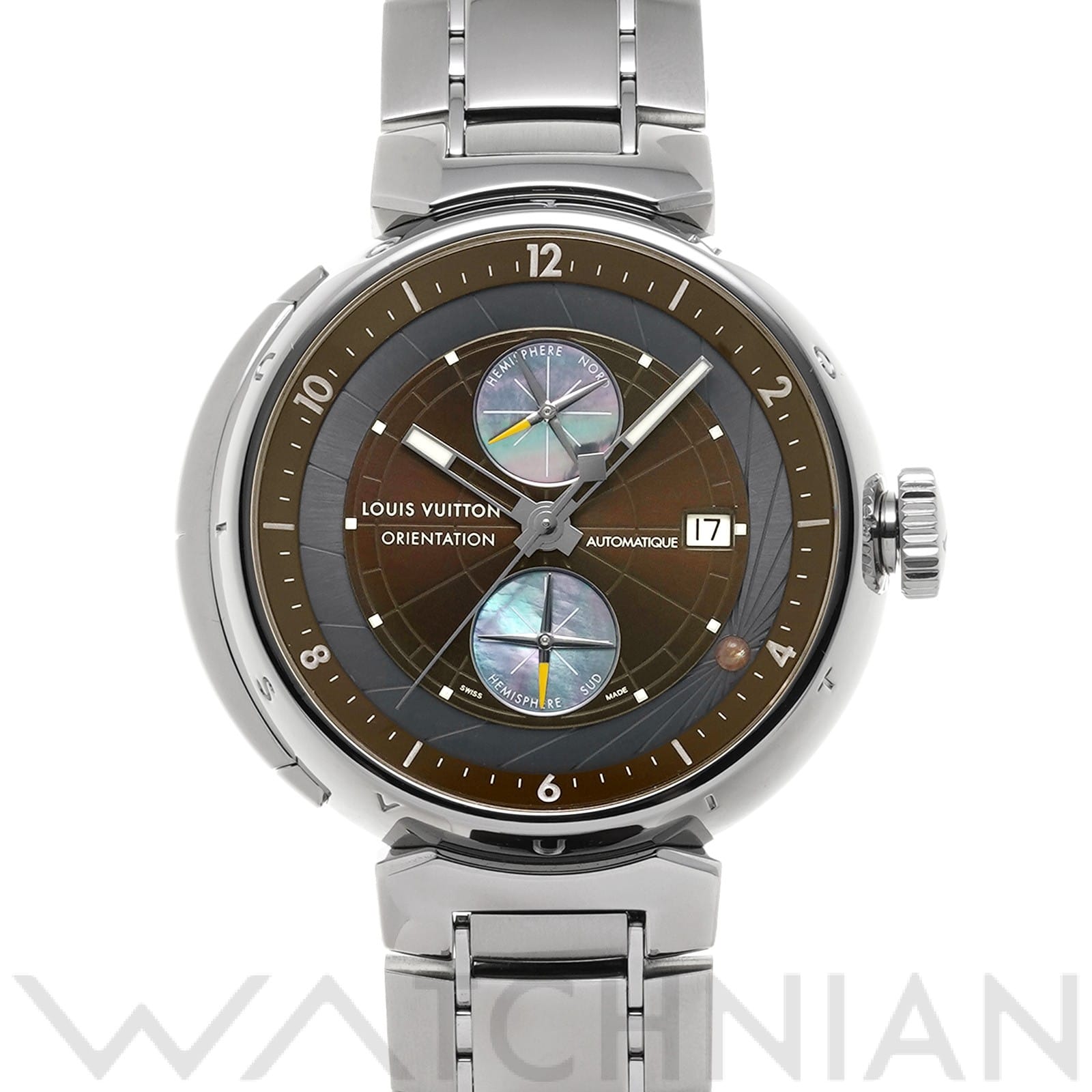 ルイ ヴィトン タンブール オリエンテーション オートマティック Q10A10 ブラウン/ブラックシェル メンズ 時計 【中古】【wristwatch】