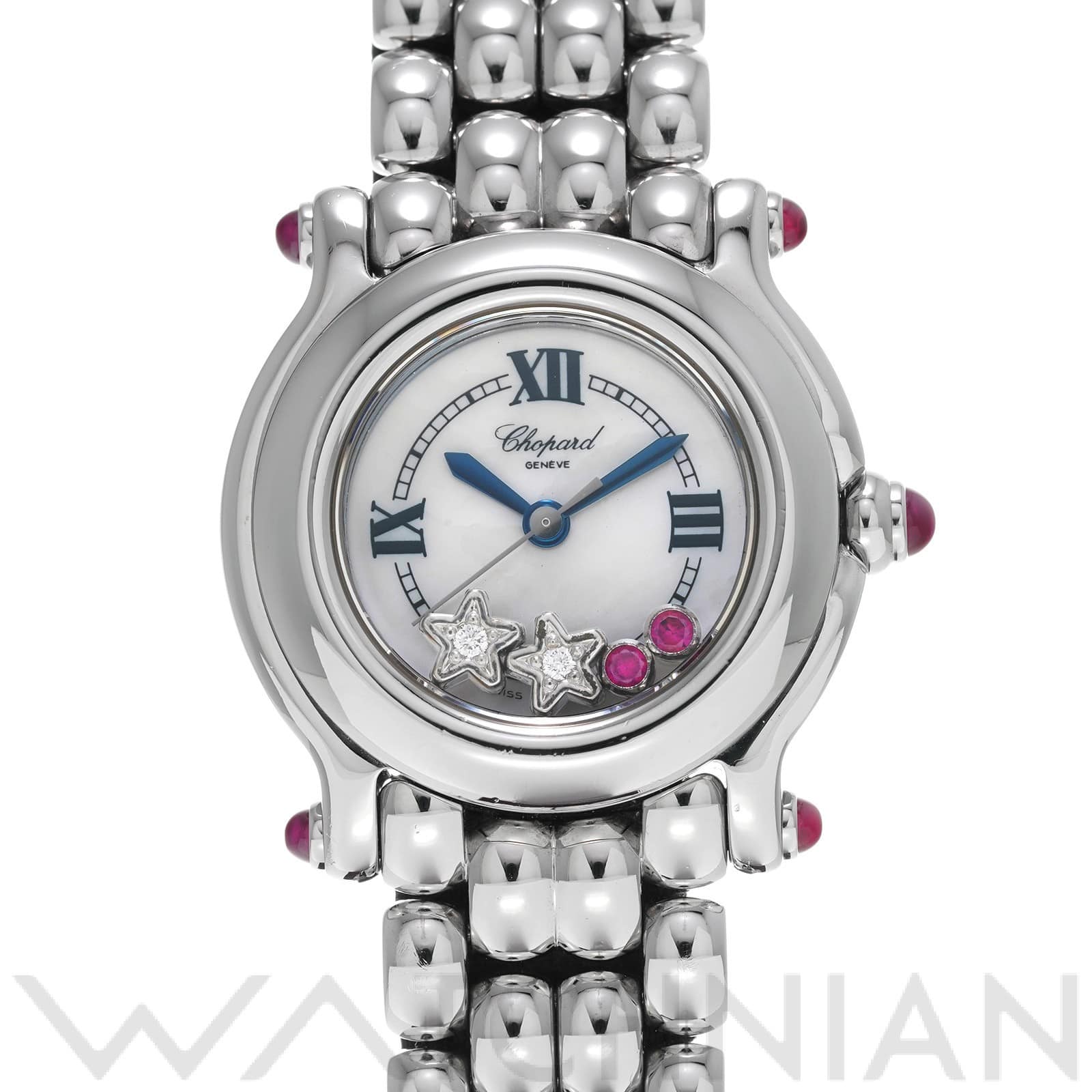 ショパール ハッピースポーツ 27/8250-21 ホワイトシェル/ダイヤモンド/ルビー レディース 時計 【中古】【wristwatch】
