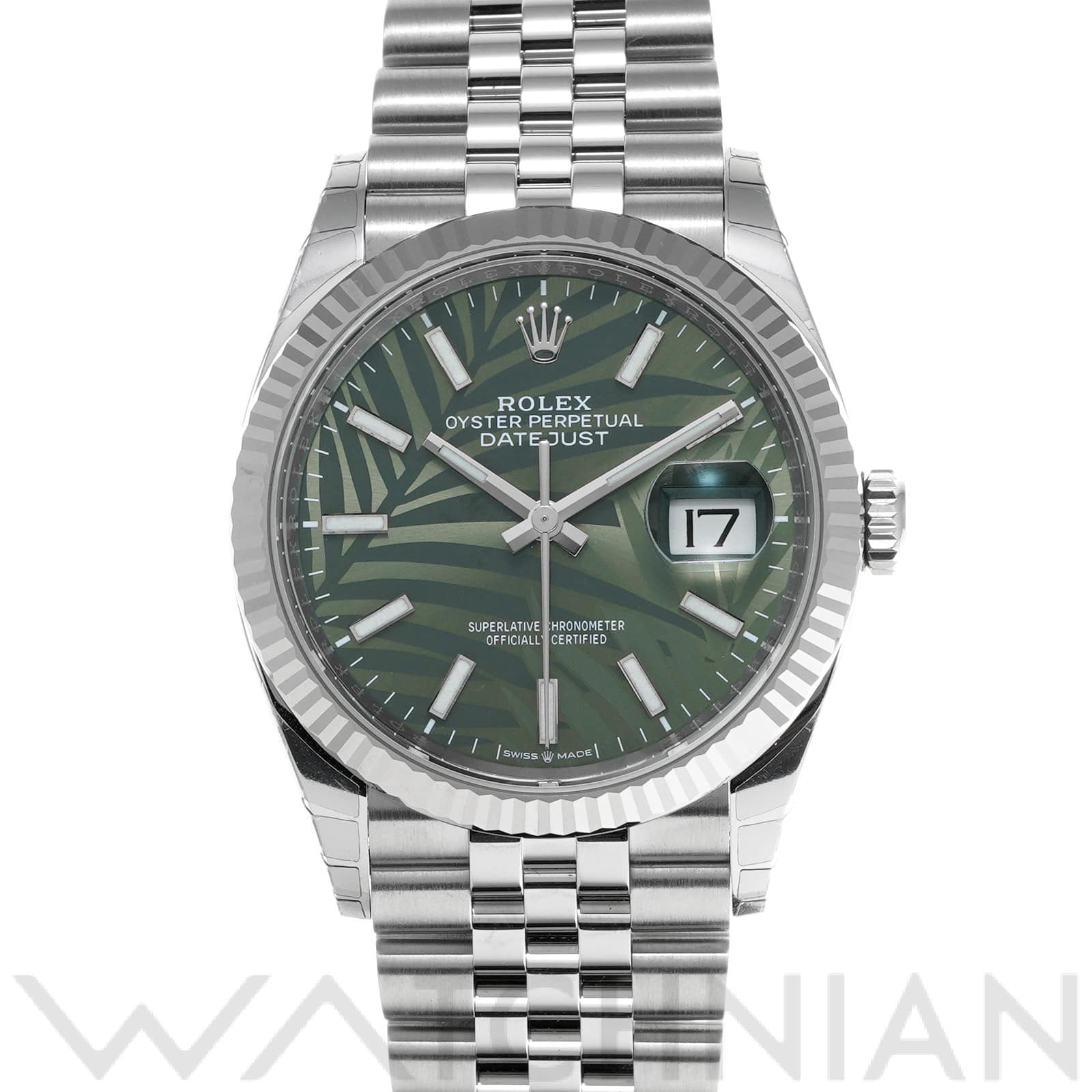 ロレックス デイトジャスト 36 126234 オリーブグリーン パームモチーフ メンズ 時計 【中古】【wristwatch】