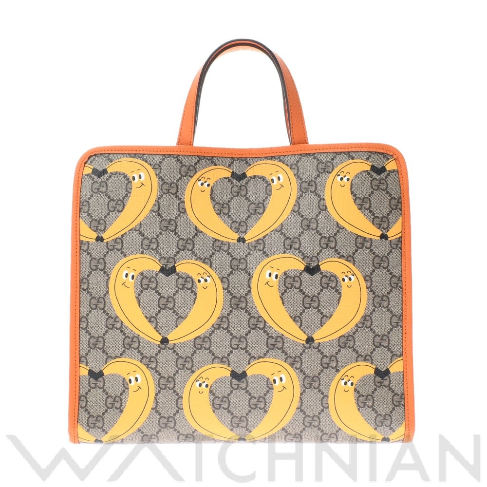 グッチ GGスプリーム チルドレンズ キッズサイズ ベージュ/イエロー 605614 520981 PVC/レザー ユニセックス バッグ 【未使用】【bag】