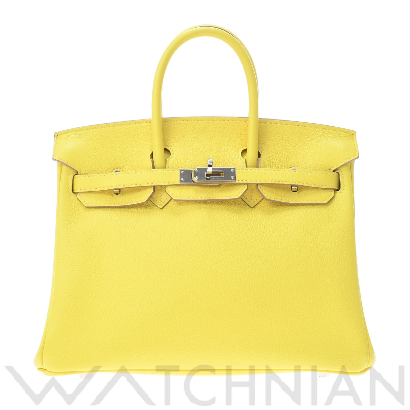 バーキン 25 ヴェルソ ライム/ブルーブルーエ/パラジウム金具 トリヨンノヴィーヨ HERMES エルメス レディース 【中古】