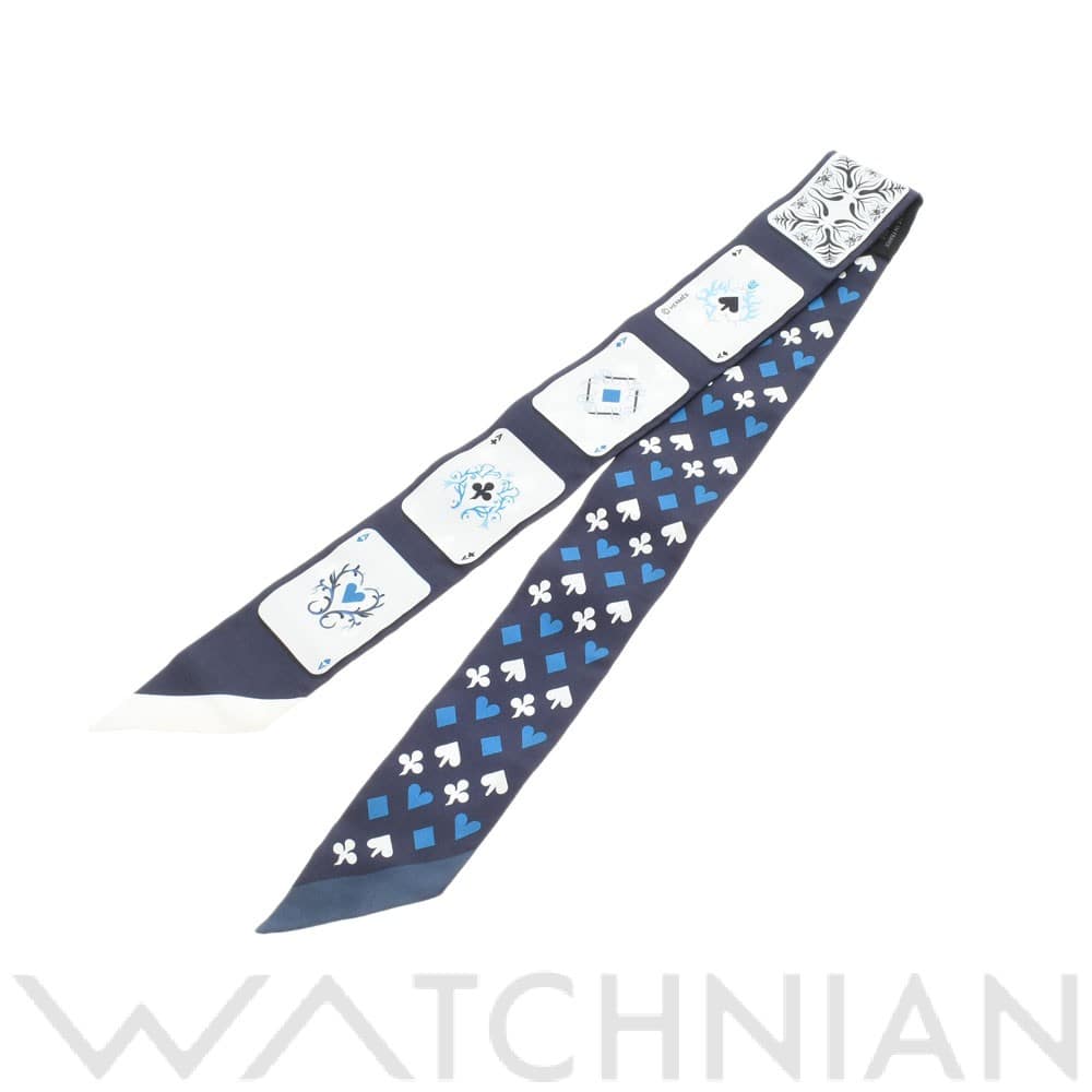 エルメス / HERMES ツイリー Jeu De Cartes 2018SS ミント/マリン/ぺトロール/ホワイト シルク100％ レディース 【未使用】【other】