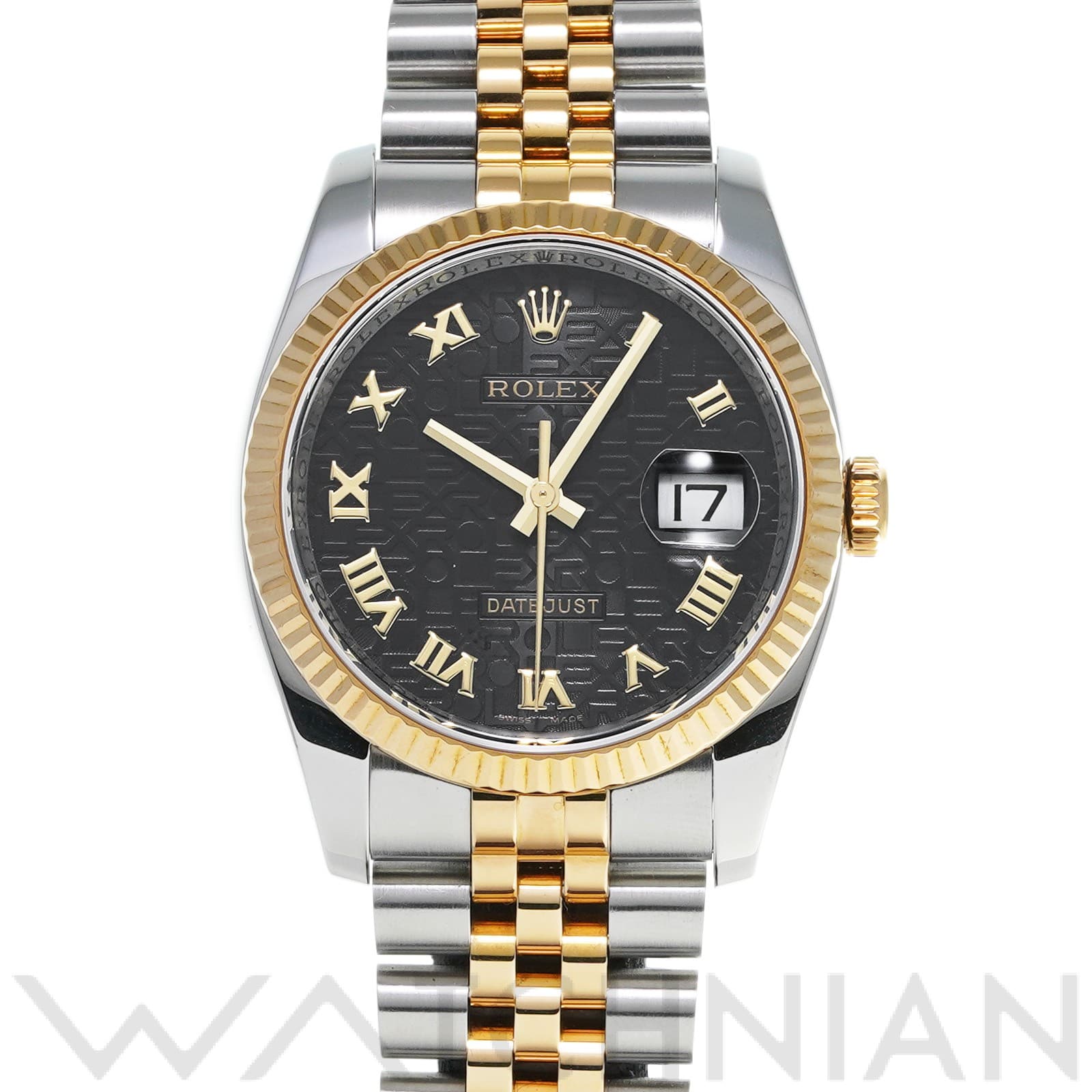 ロレックス デイトジャスト 36 116233 ブラックコンピュータ メンズ 時計 【中古】【wristwatch】