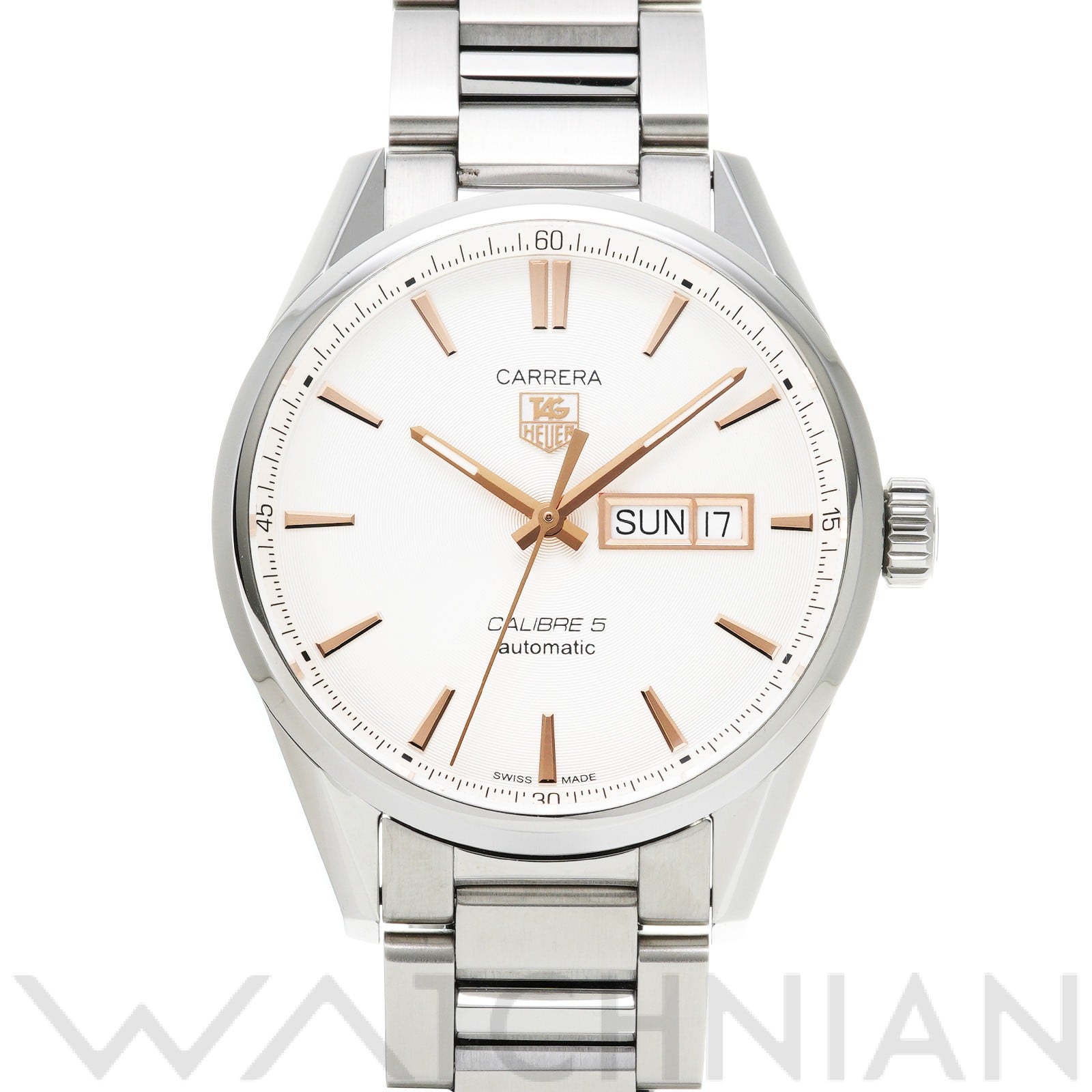 タグ ホイヤー / TAG HEUER カレラ キャリバー5 デイデイト WAR201D.BA0723 シルバー メンズ 時計 【中古】【wristwatch】