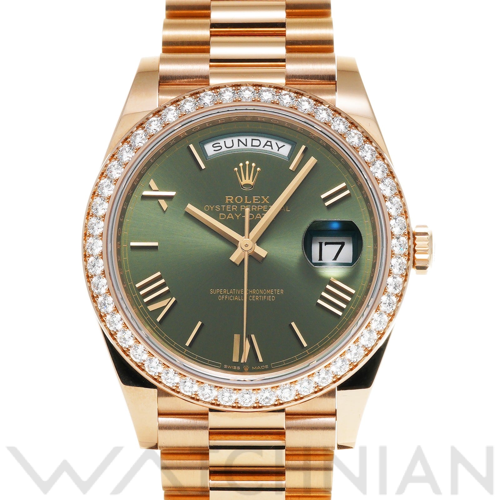 ロレックス デイデイト 40 228345RBR オリーブグリーン メンズ 時計 【中古】【wristwatch】