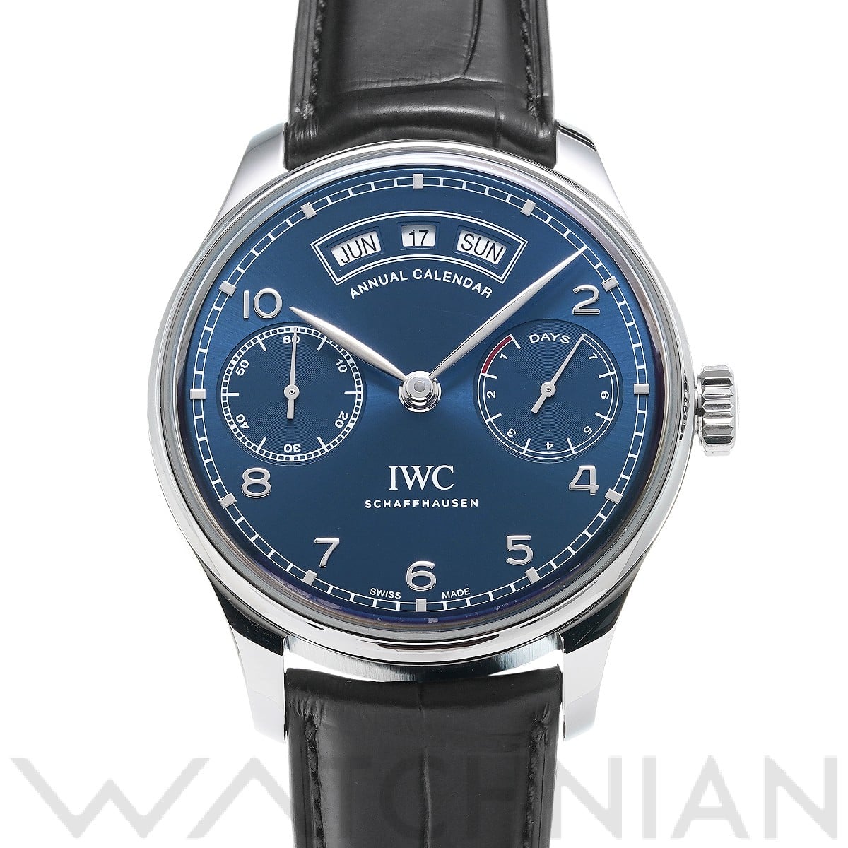 ポルトギーゼ アニュアルカレンダー IW503502 ブルー インターナショナルウォッチカンパニー IWC メンズ 【中古】