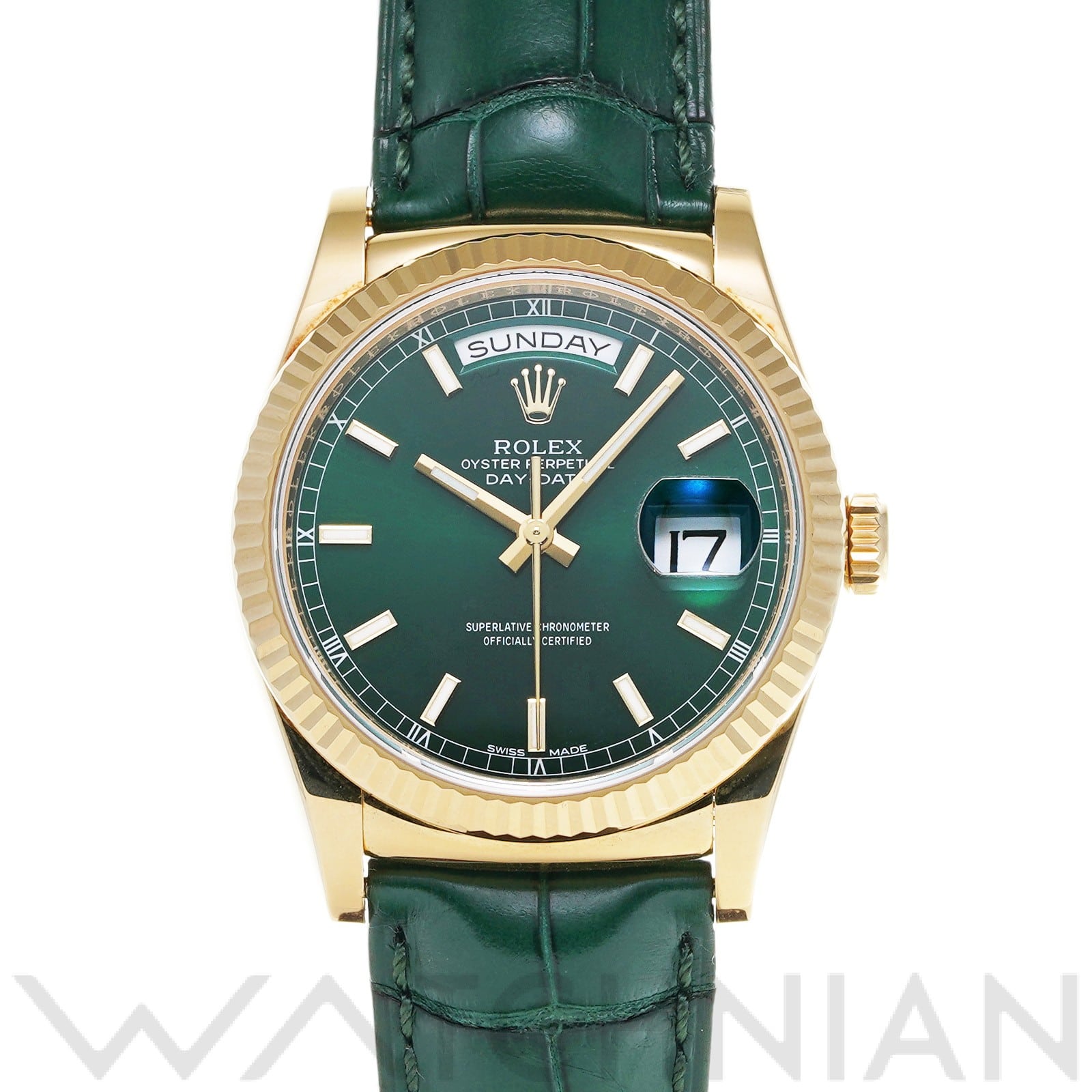 ロレックス デイデイト 36 118138 グリーン メンズ 時計 【中古】【wristwatch】