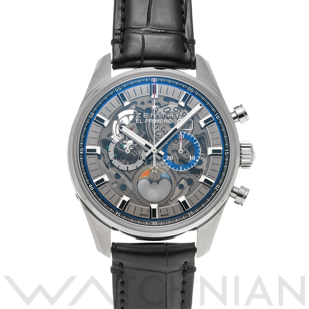 クロノマスター エル・プリメロ グランドデイト フルオープン 03.2530.4047/78.C813 グレー/スケルトン ゼニス ZENITH メンズ 【中古】