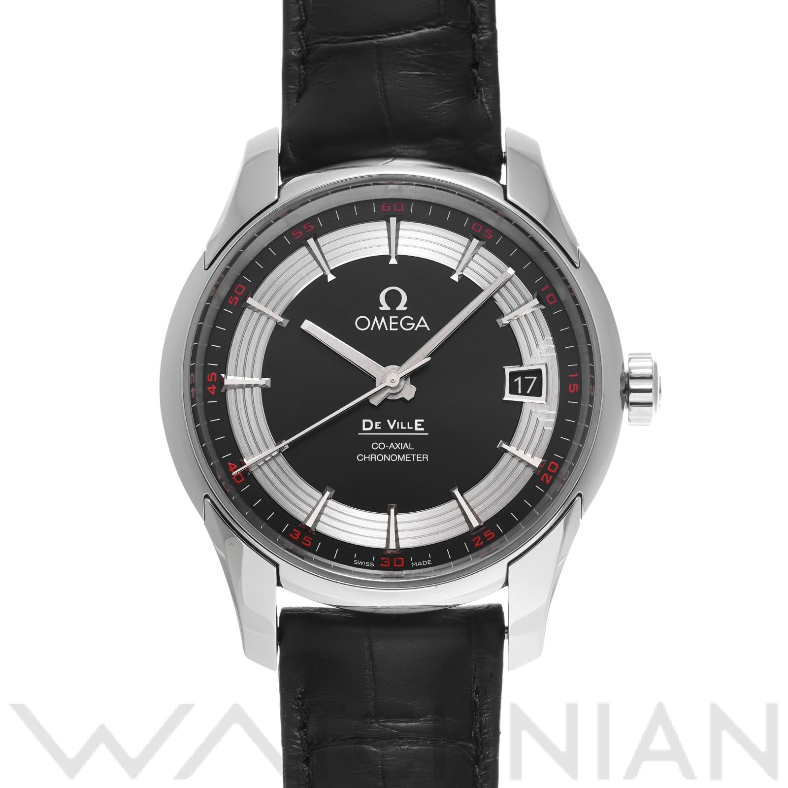デ・ヴィル アワービジョン コーアクシャル 431.33.41.21.01.001 ブラック オメガ OMEGA メンズ 【中古】