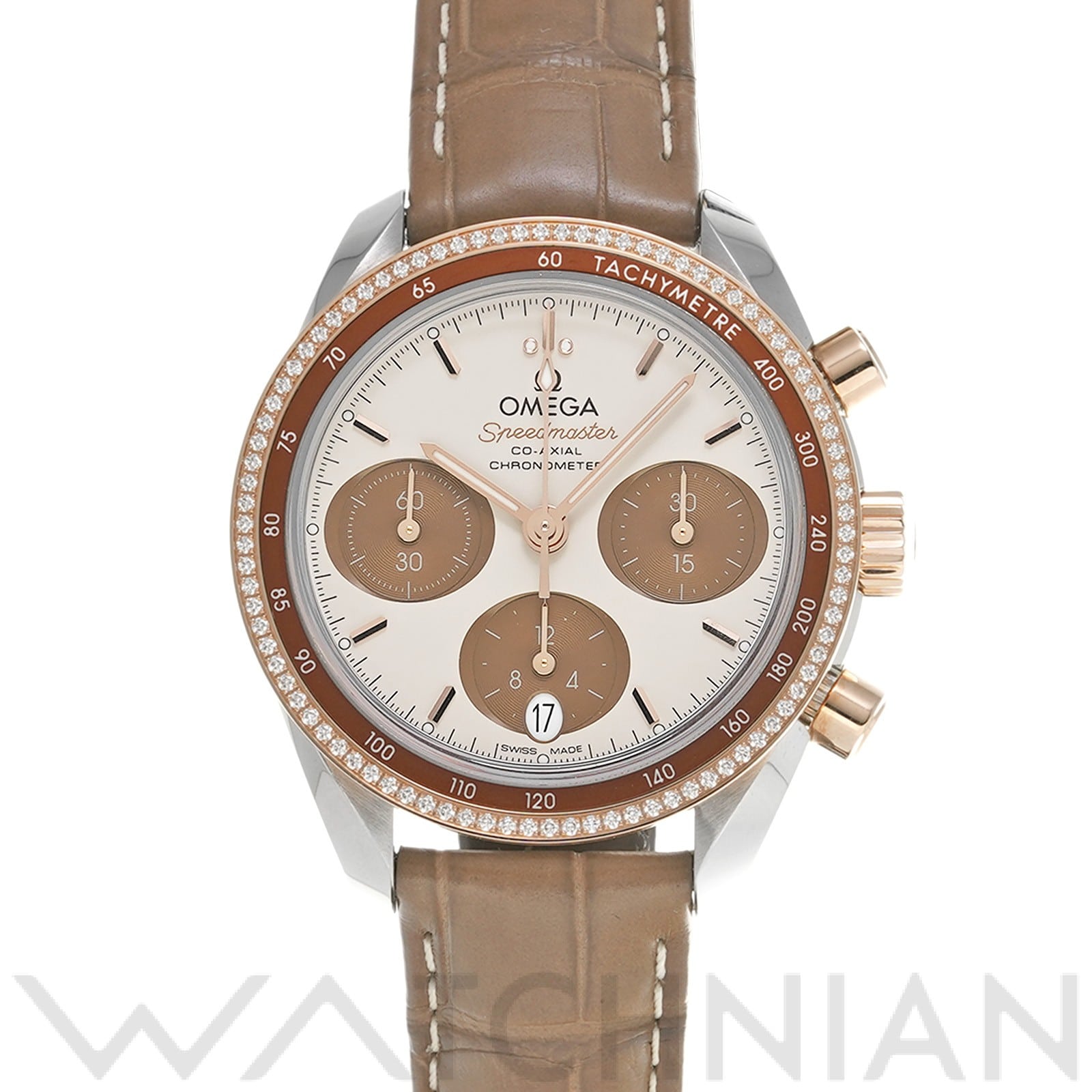 スピードマスター 38 コーアクシャル 324.28.38.50.02.002 カプチーノ/ブラウン オメガ OMEGA メンズ 【中古】