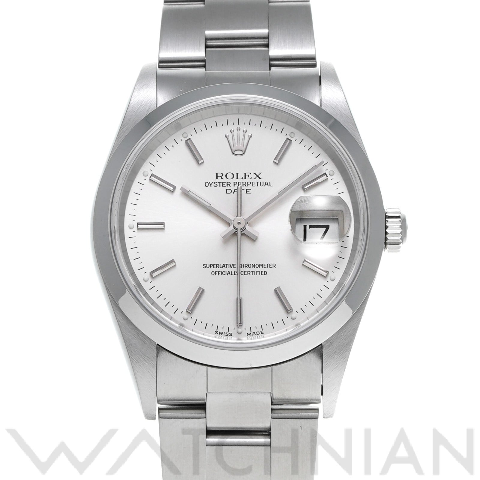 ロレックス オイスターパーペチュアル デイト 34 15200 シルバー メンズ 時計 【中古】【wristwatch】