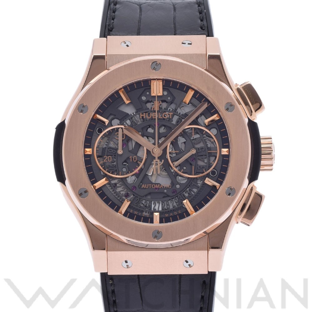 クラシックフュージョン アエロフュージョン クロノ キングゴールド 525.OX.0180.LR グレー/スケルトン ウブロ HUBLOT メンズ 【中古】
