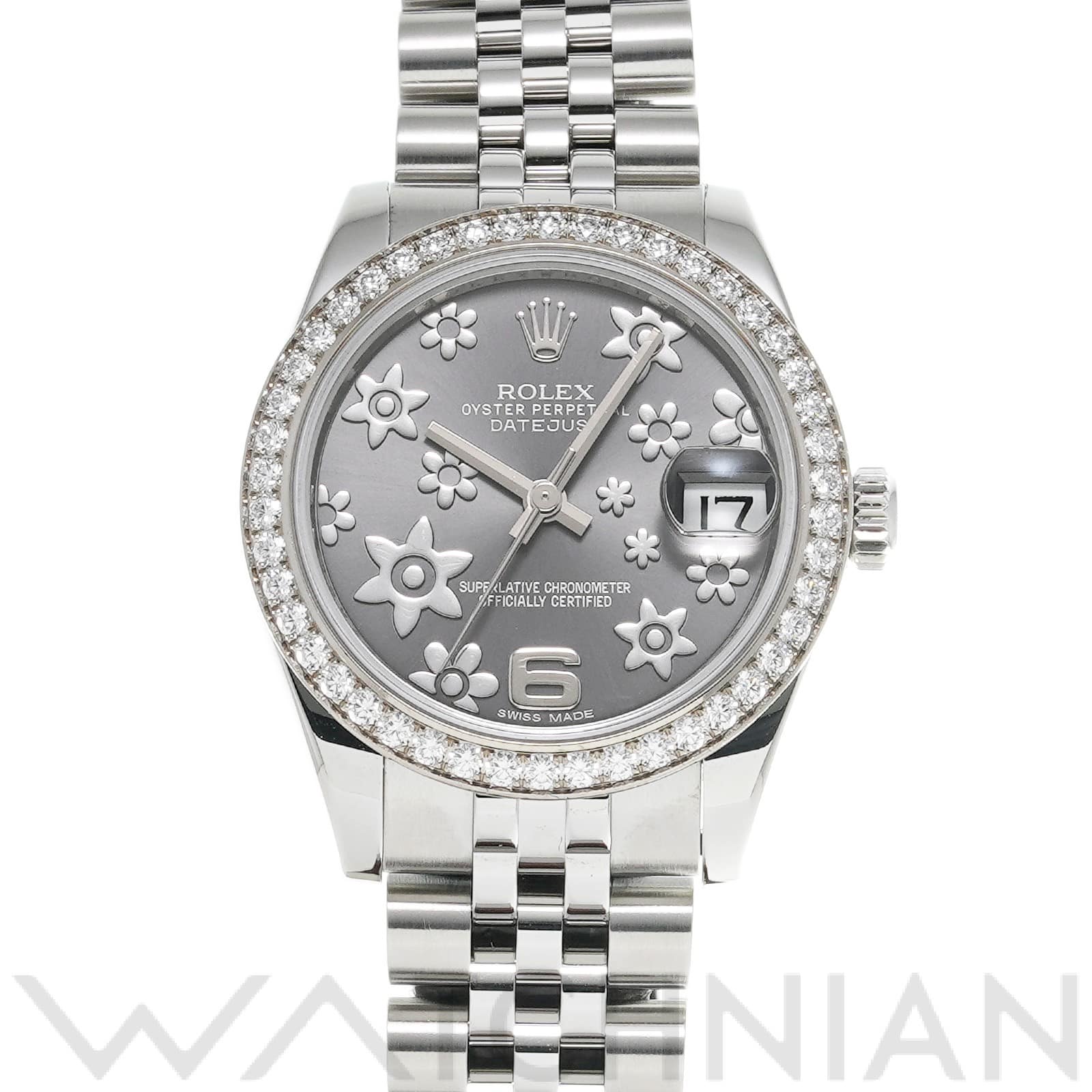 ロレックス デイトジャスト 31 178384 グレーフラワー ユニセックス 時計 【中古】【wristwatch】