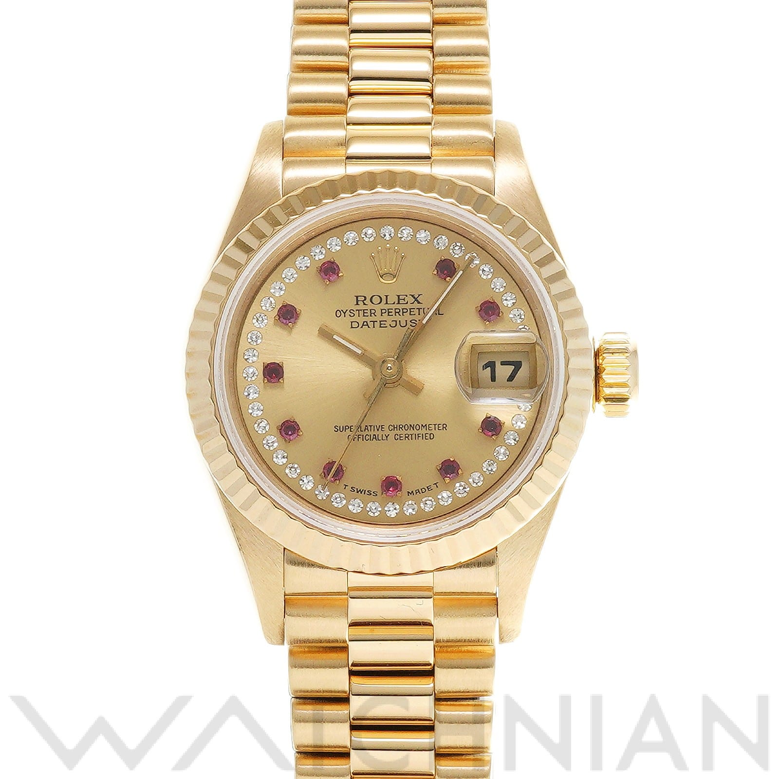 ロレックス デイトジャスト 26 69178LR シャンパン/ダイヤモンド/ルビー レディース 時計 【中古】【wristwatch】