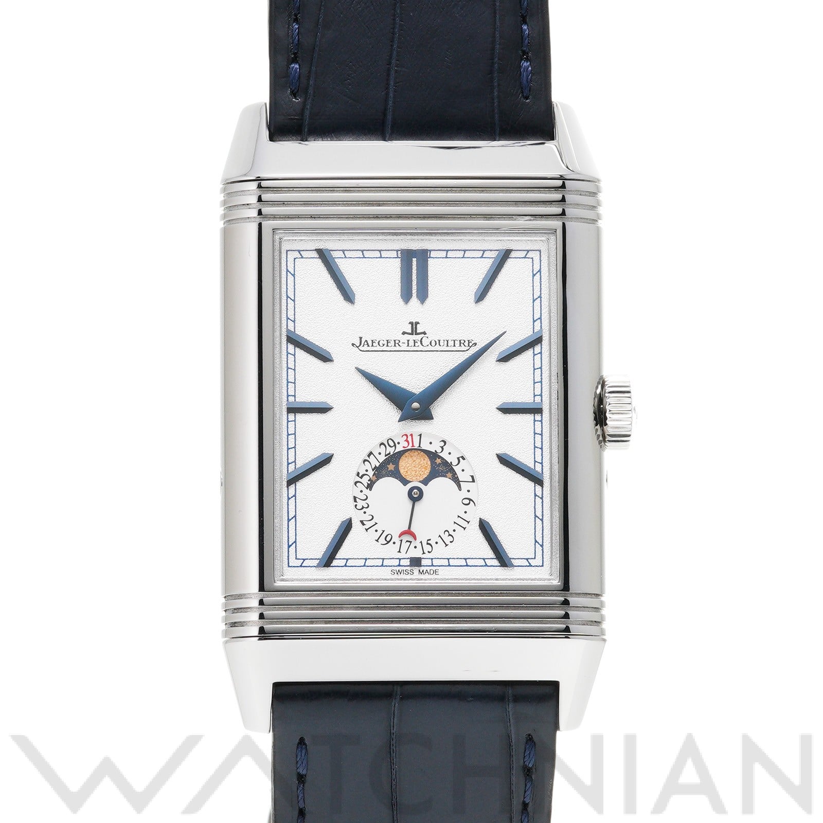 ジャガー ルクルト / Jaeger-LeCoultre レベルソ トリビュート ムーン デュオ Q3958420 シルバー/ブルー メンズ 時計 【中古】【wristwatch】