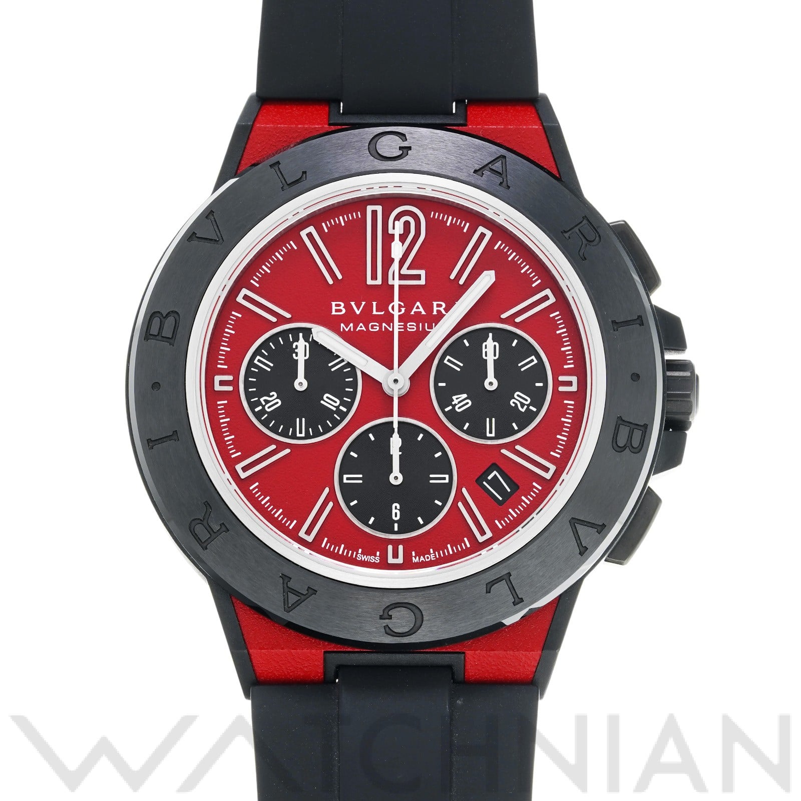 ディアゴノ マグネシウム クロノグラフ DG42SMCCH レッド/ブラック ブルガリ BVLGARI メンズ 【中古】