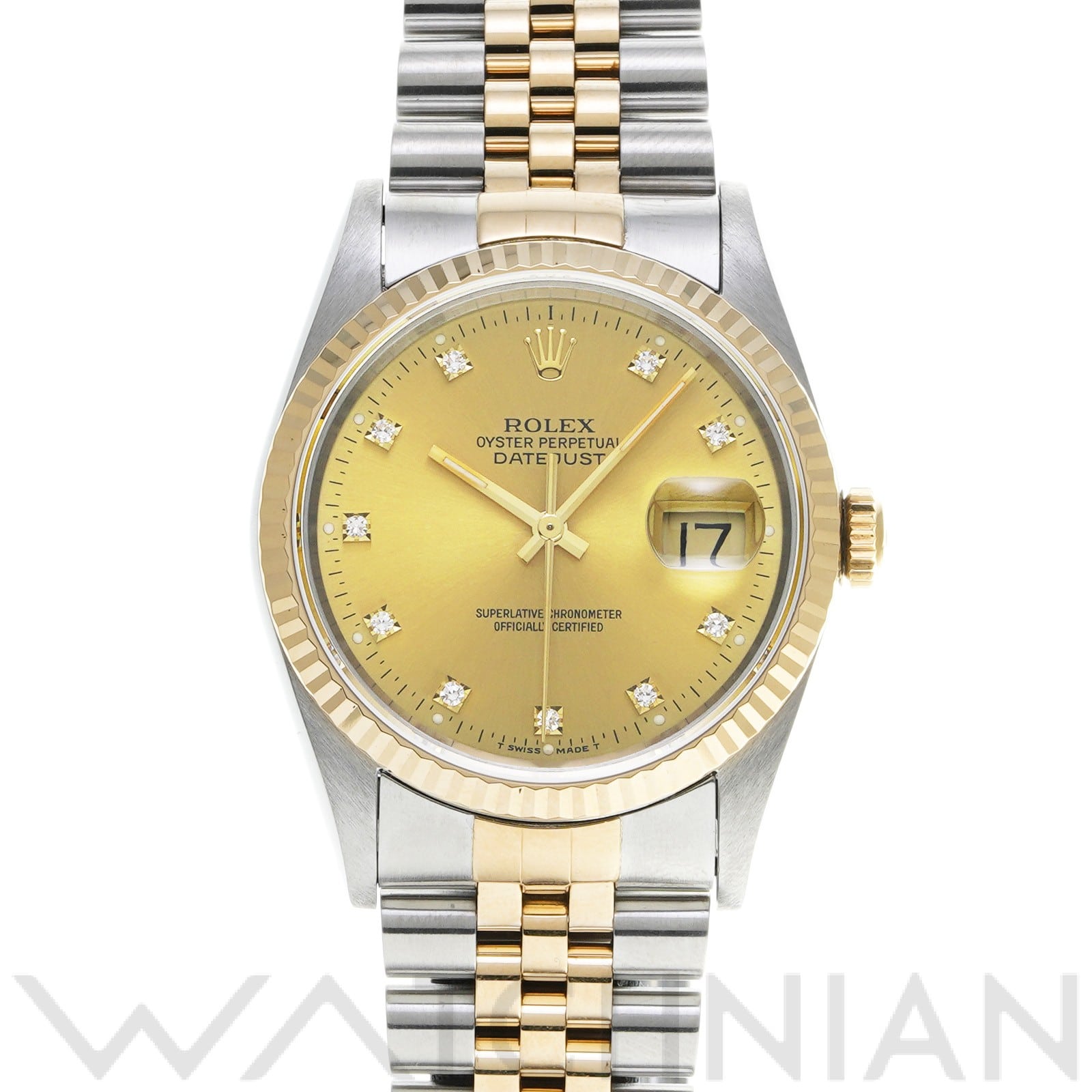 ロレックス デイトジャスト 16233G シャンパン/ダイヤモンド メンズ 時計 【中古】【wristwatch】