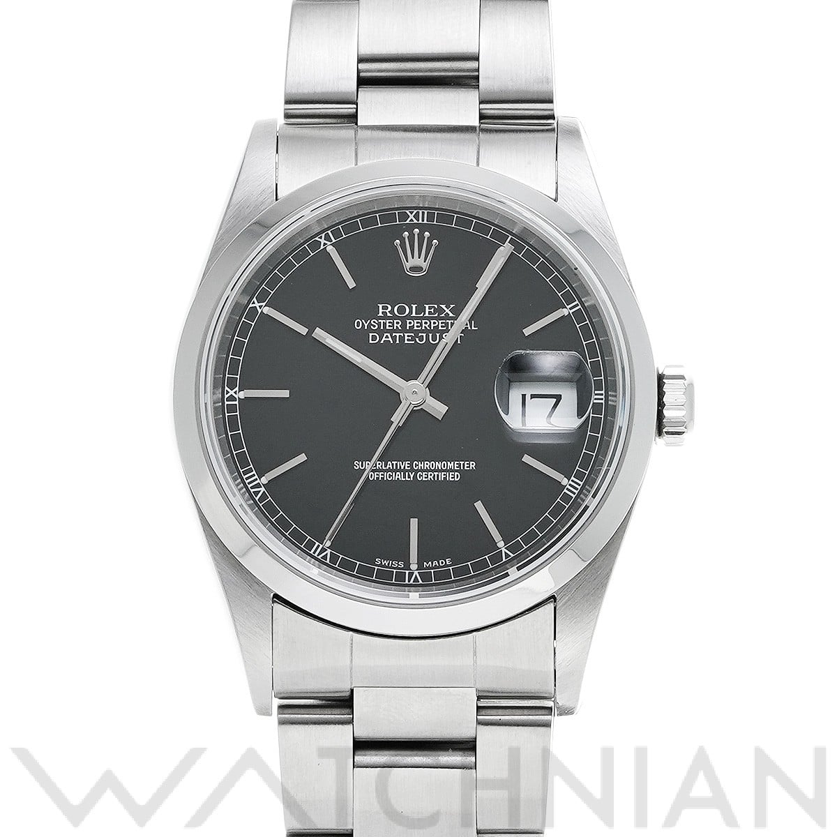 ロレックス デイトジャスト 36 16200 ブラック メンズ 時計 【中古】【wristwatch】