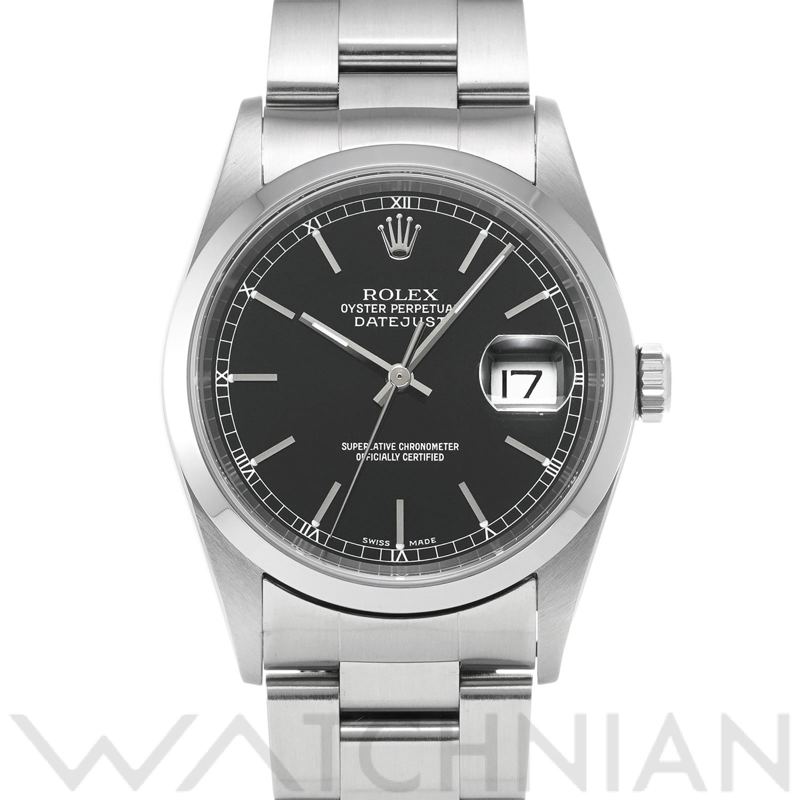 ロレックス デイトジャスト 36 16200 ブラック メンズ 時計 【中古】【wristwatch】