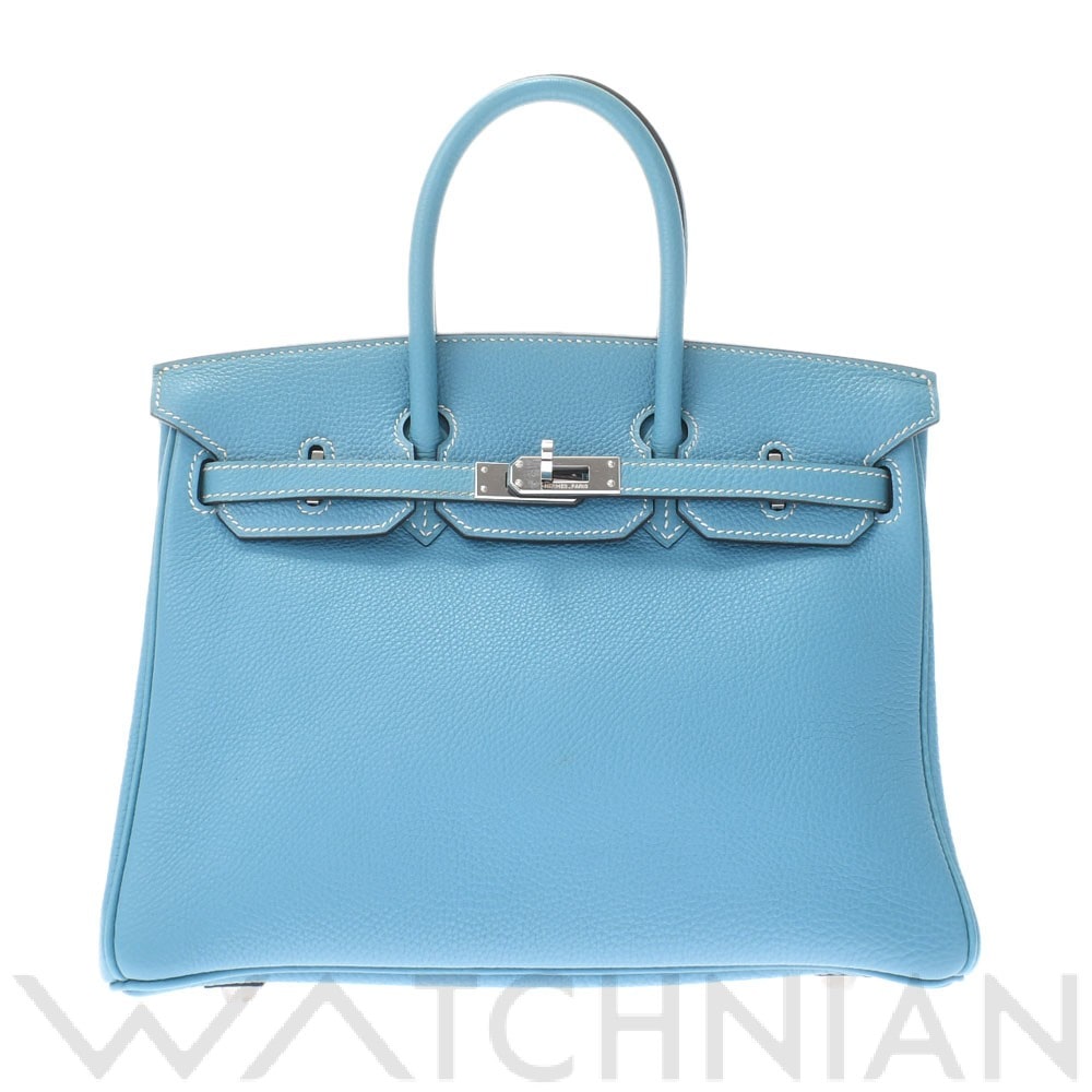バーキン 25 ブルージーン/パラジウム金具 トゴ HERMES エルメス レディース 【中古】
