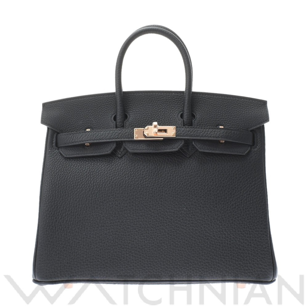 バーキン 25 ブラック/ローズゴールド金具 トゴ HERMES エルメス レディース 【新品】