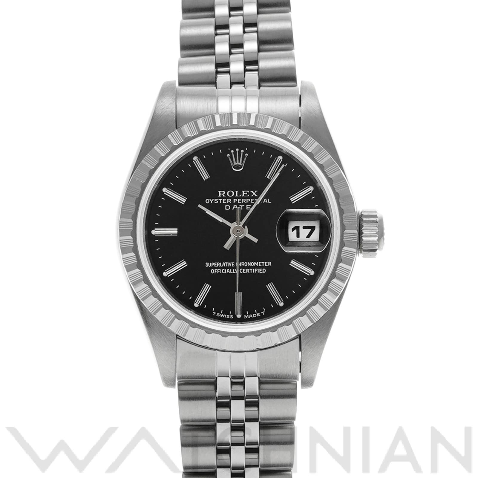 オイスターパーペチュアル デイト 69240 W番(1996年頃製造) ブラック ロレックス ROLEX レディース 【中古】