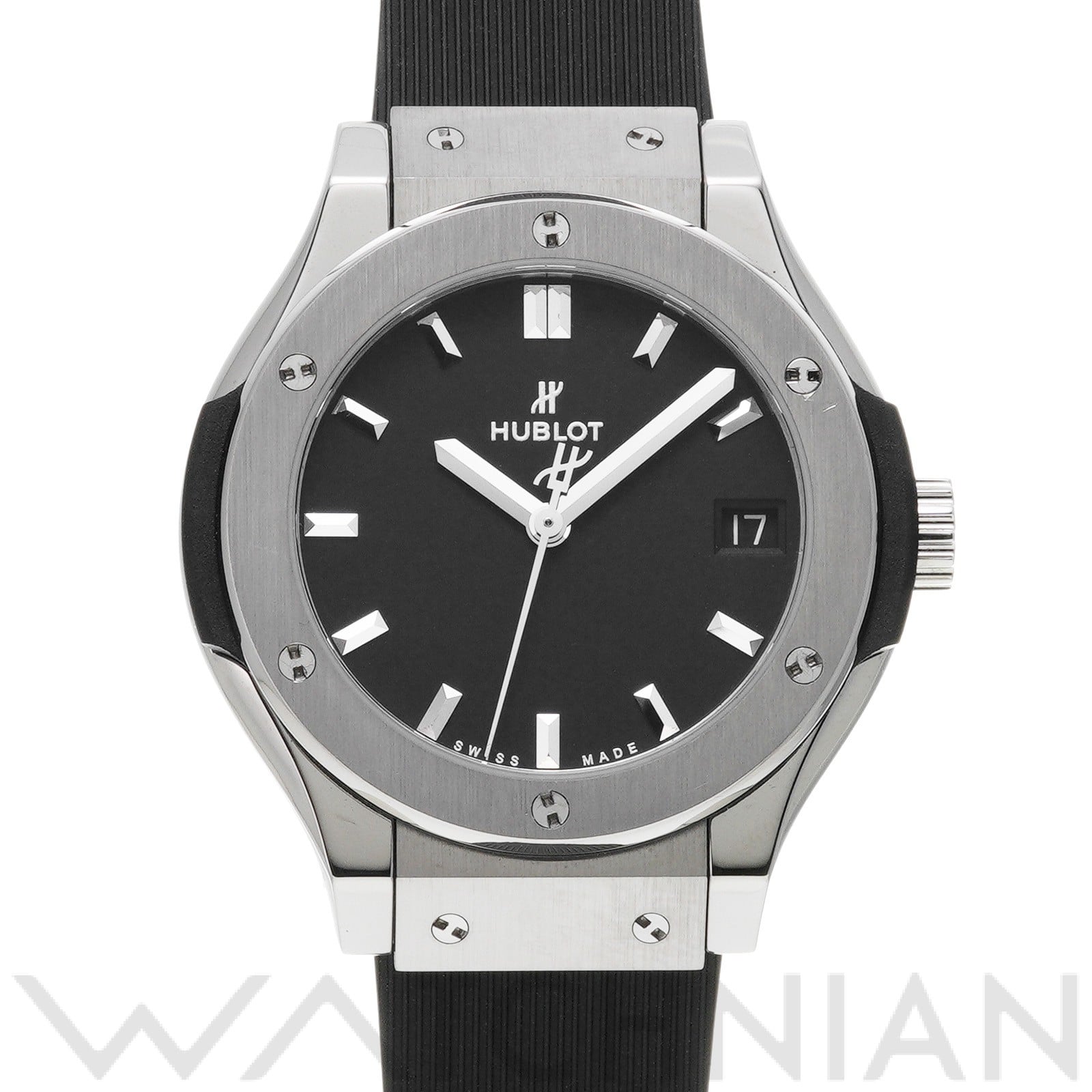 クラシックフュージョン チタニウム 581.NX.1171.RX ブラック ウブロ HUBLOT レディース 【中古】