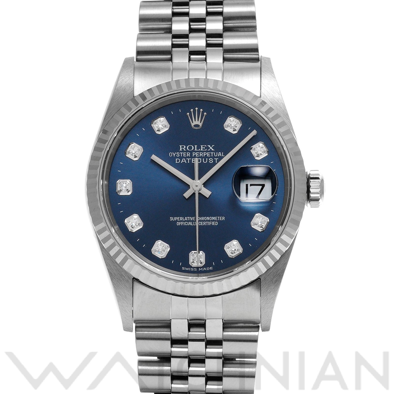 ロレックス デイトジャスト 16234G ブルー/ダイヤモンド メンズ 時計 【中古】【wristwatch】