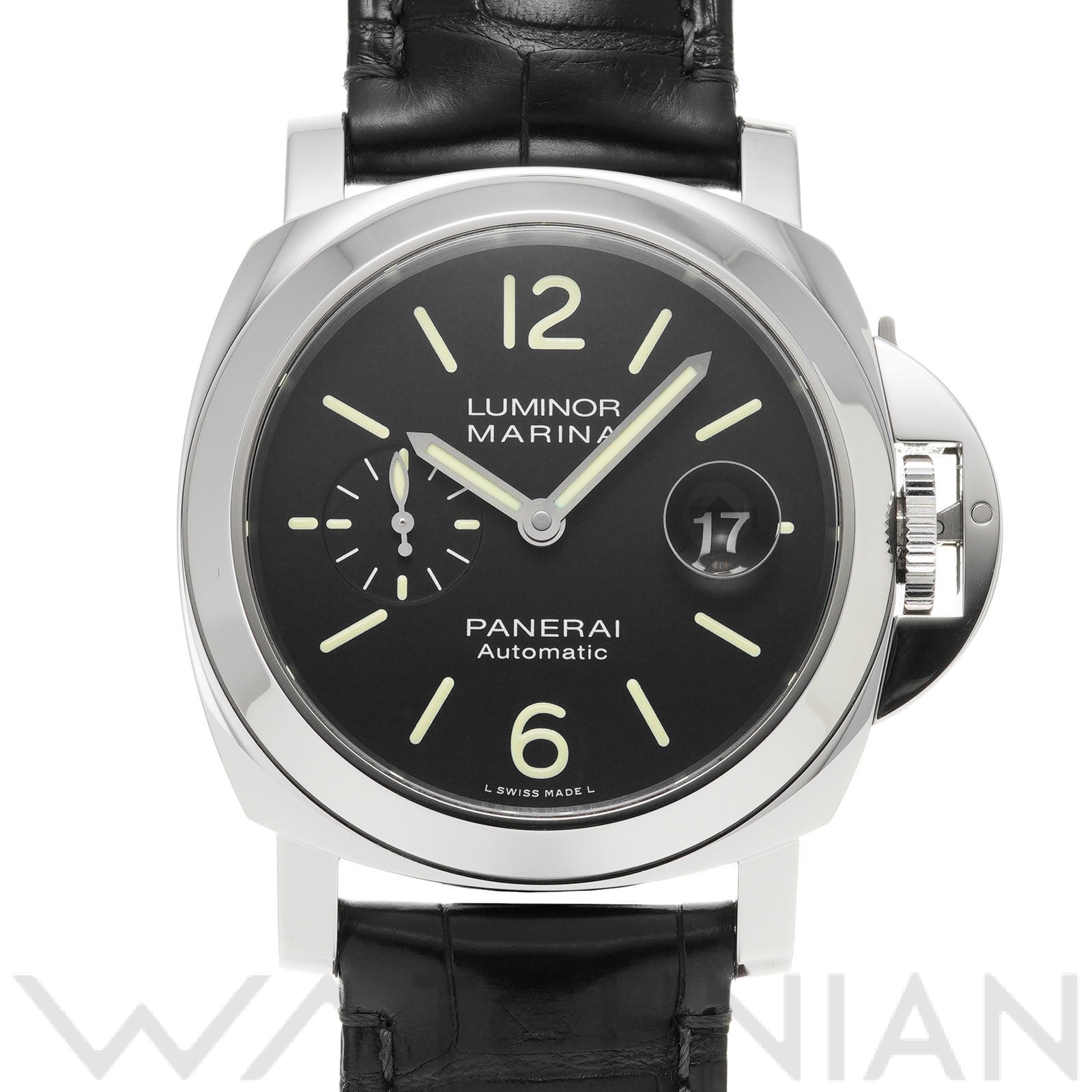 ルミノールマリーナ オートマティック アッチャイオ PAM01104 T番(2017年製造) ブラック パネライ OFFICINE PANERAI メンズ 【中古】