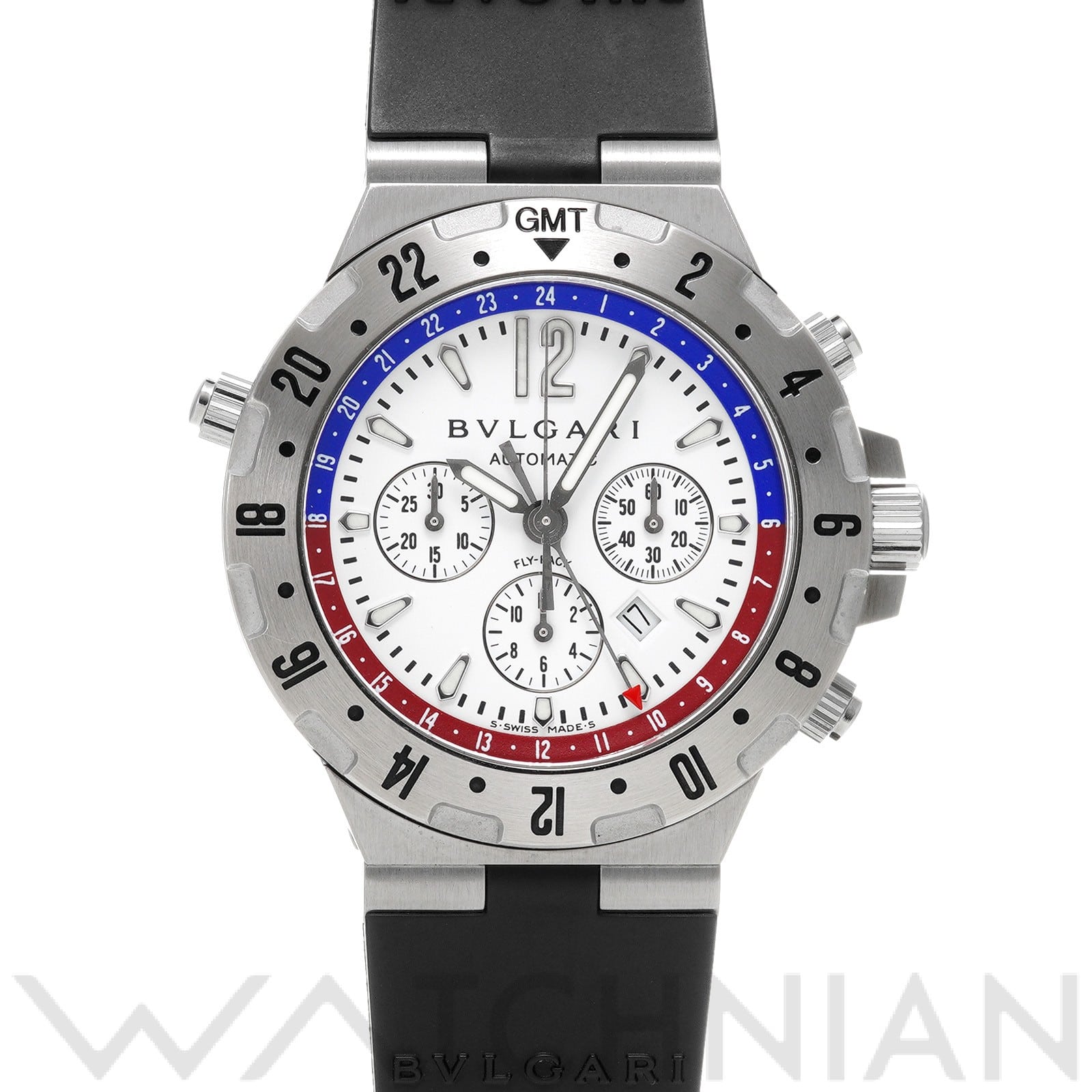 ディアゴノ プロフェッショナル GMT フライバッククロノグラフ GMT40SFB ホワイト ブルガリ BVLGARI メンズ 【中古】