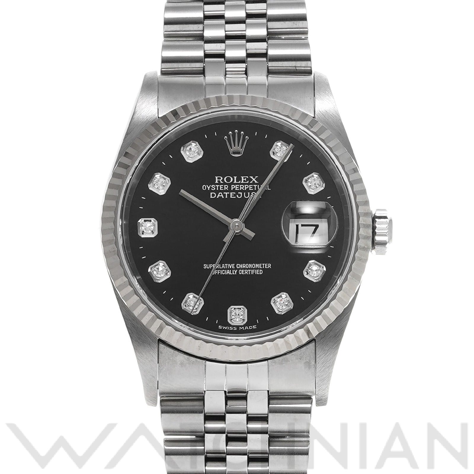 ロレックス デイトジャスト 16234G ブラック/ダイヤモンド メンズ 時計 【中古】【wristwatch】