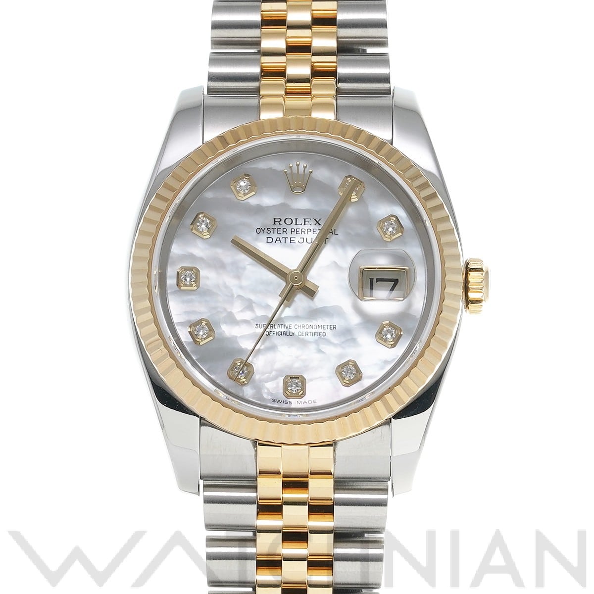 ロレックス デイトジャスト 36 16233NG ホワイトシェル/ダイヤモンド メンズ 時計 【中古】【wristwatch】