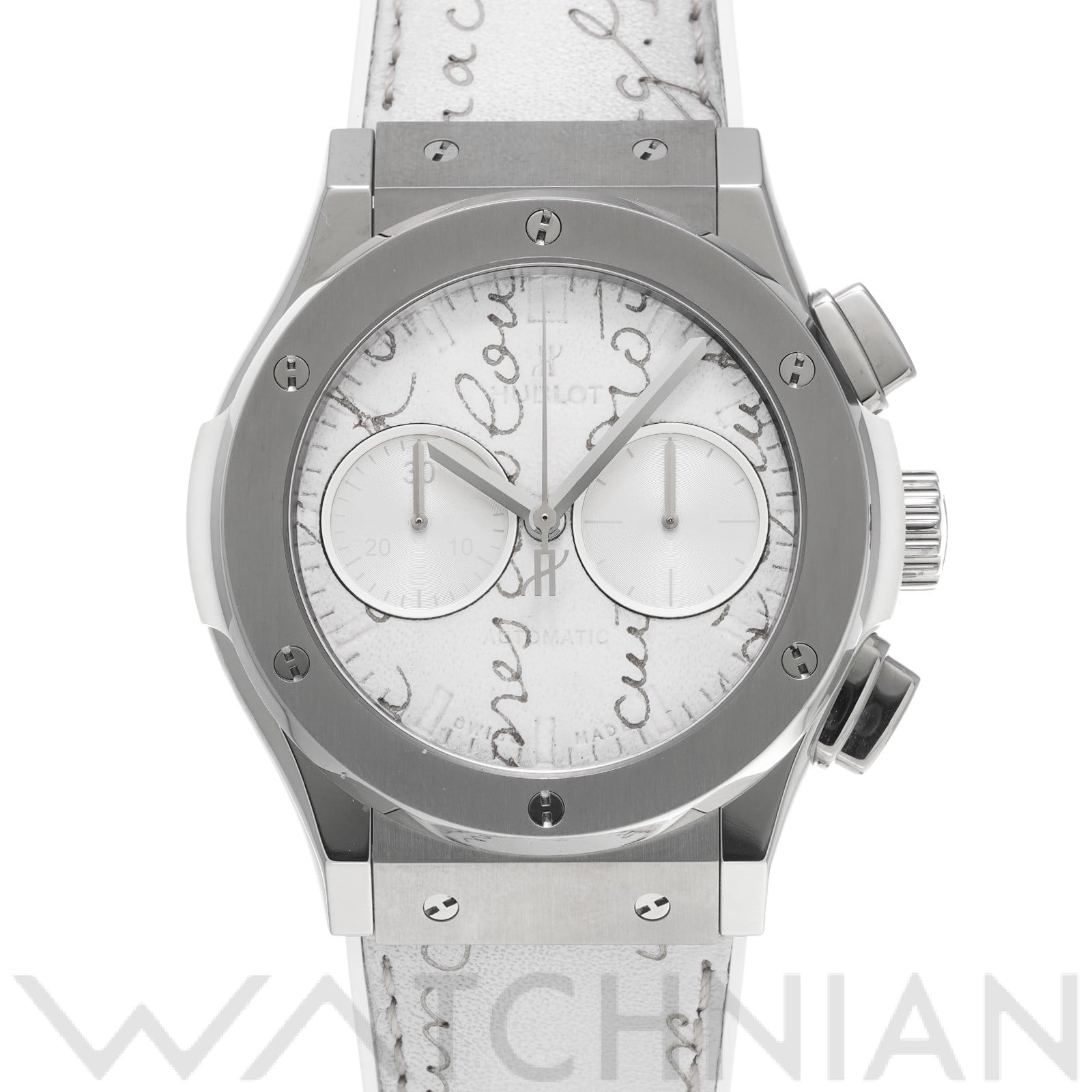 クラシックフュージョン クロノグラフ ベルルッティ スクリット フラットビアンコ 521.NE.050W.VR.JBER18 ホワイト ウブロ HUBLOT メンズ 【中古】