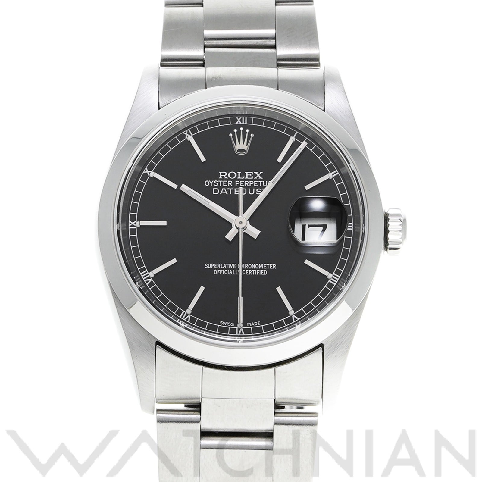 ロレックス デイトジャスト 36 16200 ブラック メンズ 時計 【中古】【wristwatch】