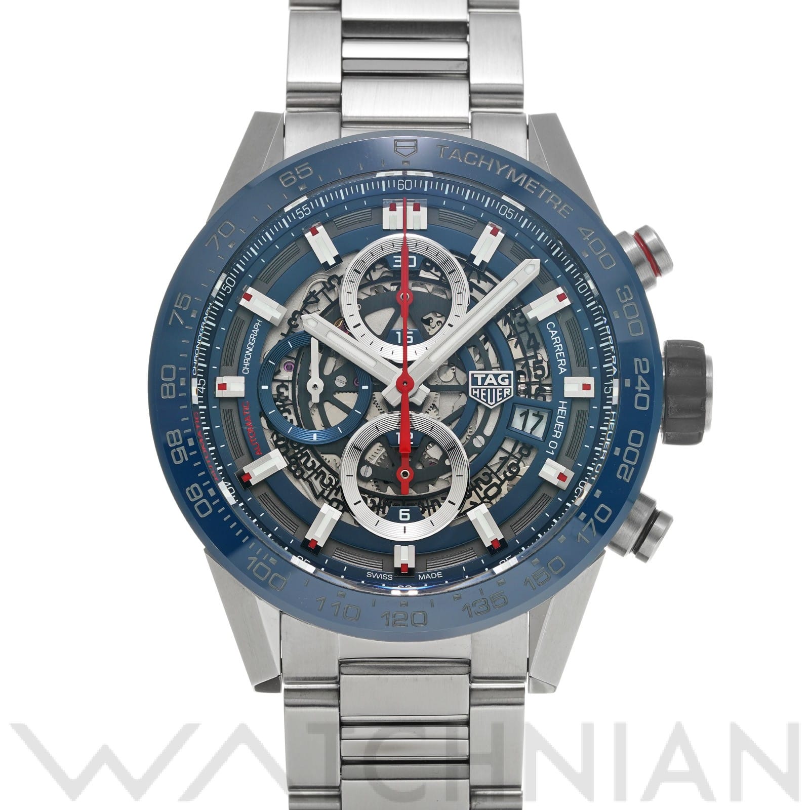 タグ ホイヤー / TAG HEUER カレラ キャリバーホイヤー01 クロノグラフ CAR201T.BA0766 ブルー メンズ 時計 【中古】【wristwatch】