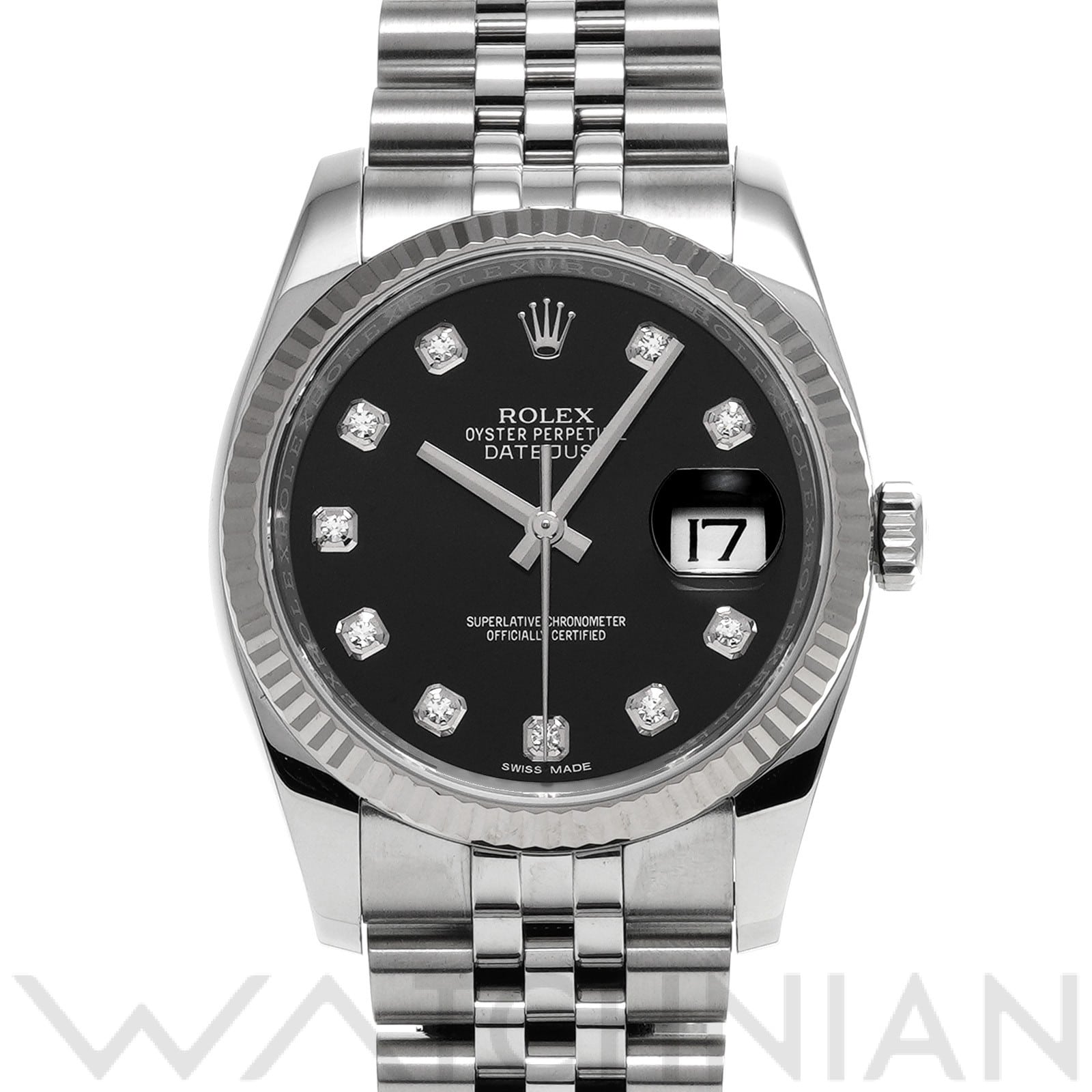 ロレックス デイトジャスト 36 116234G ブラック/ダイヤモンド メンズ 時計 【中古】【wristwatch】