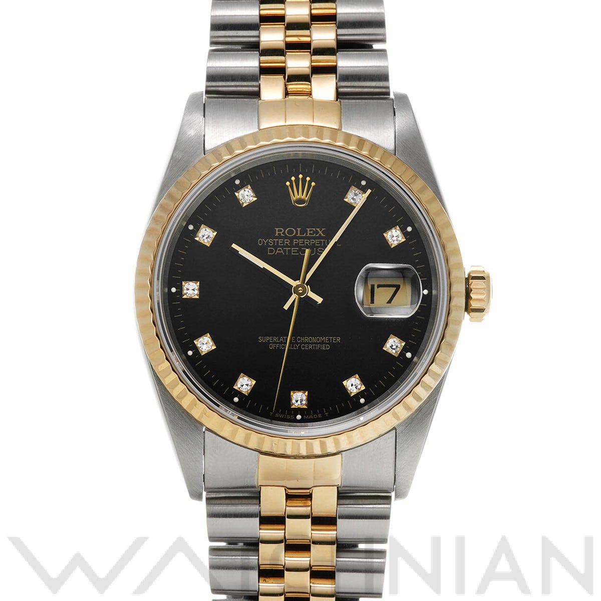 ロレックス デイトジャスト 36 16233 ブラック/ダイヤモンド メンズ 時計 【中古】【wristwatch】