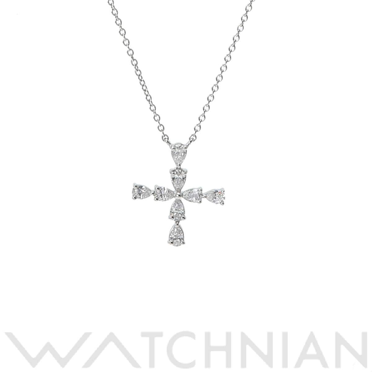 ハリー ウィンストン ペアシェイプ ミニクロスネックレス シルバー Pt950プラチナ レディース ジュエリー 【中古】【jewelry】