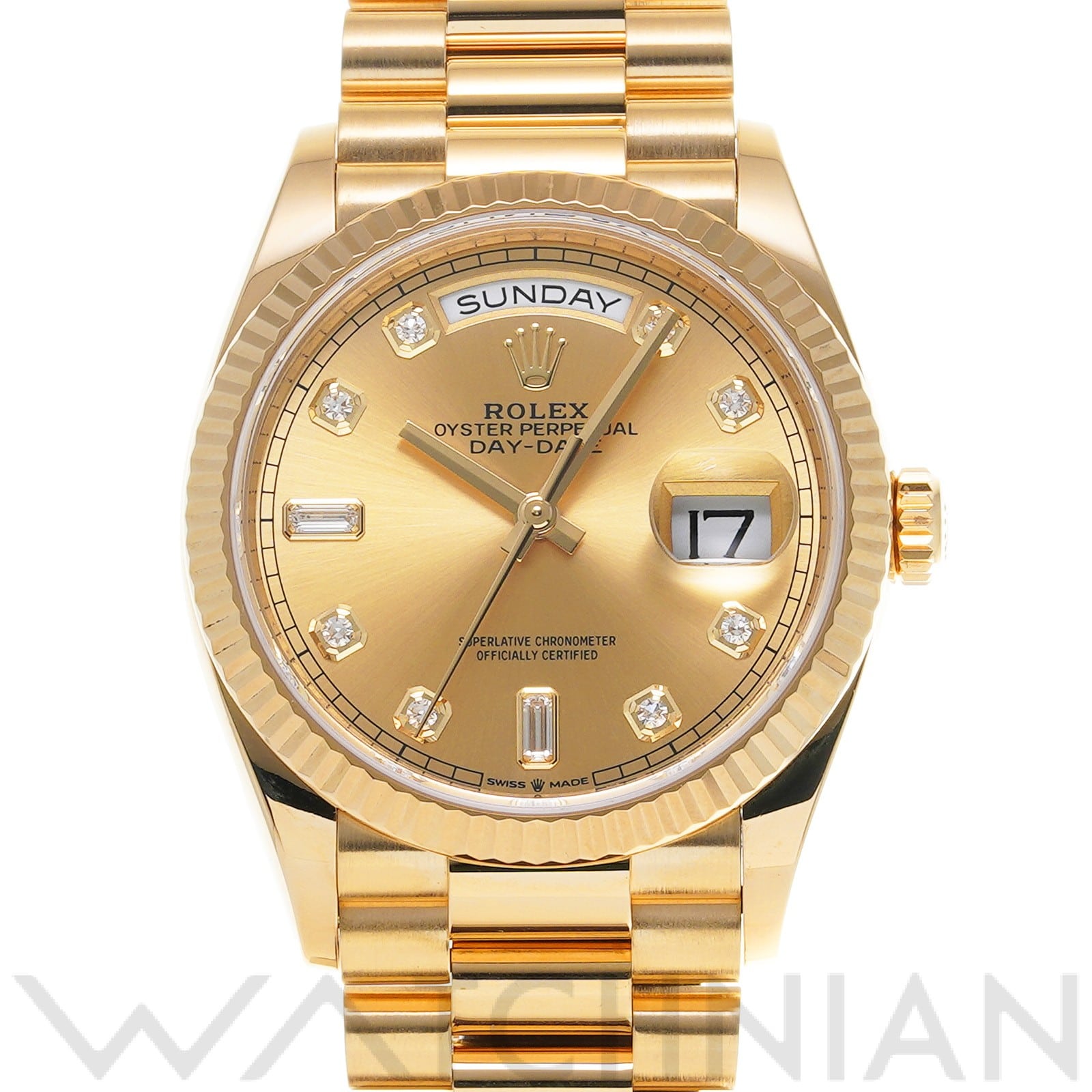 ロレックス デイデイト 36 128238A シャンパン/ダイヤモンド メンズ 時計 【中古】【wristwatch】