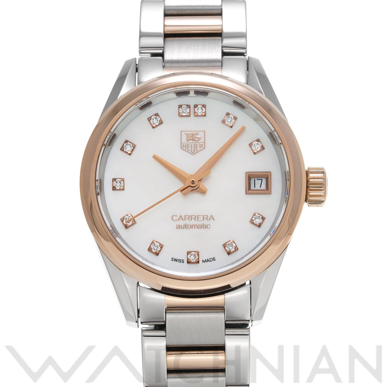 タグ ホイヤー / TAG HEUER カレラ キャリバー9 WAR2452.BD0777 ホワイトシェル/ダイヤモンド レディース 時計 【中古】【wristwatch】